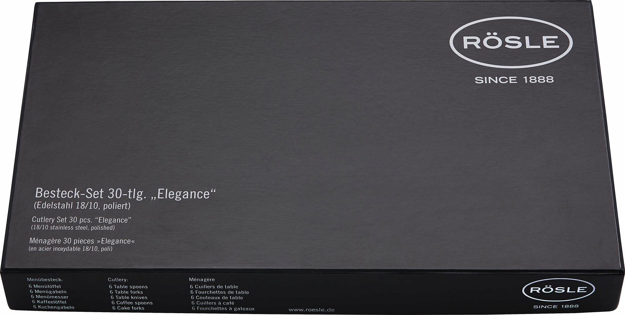 RÖSLE Besteck-Set ELEGANCE (30-tlg), 6 Personen, Edelstahl 18/10, spülmaschinengeeignet