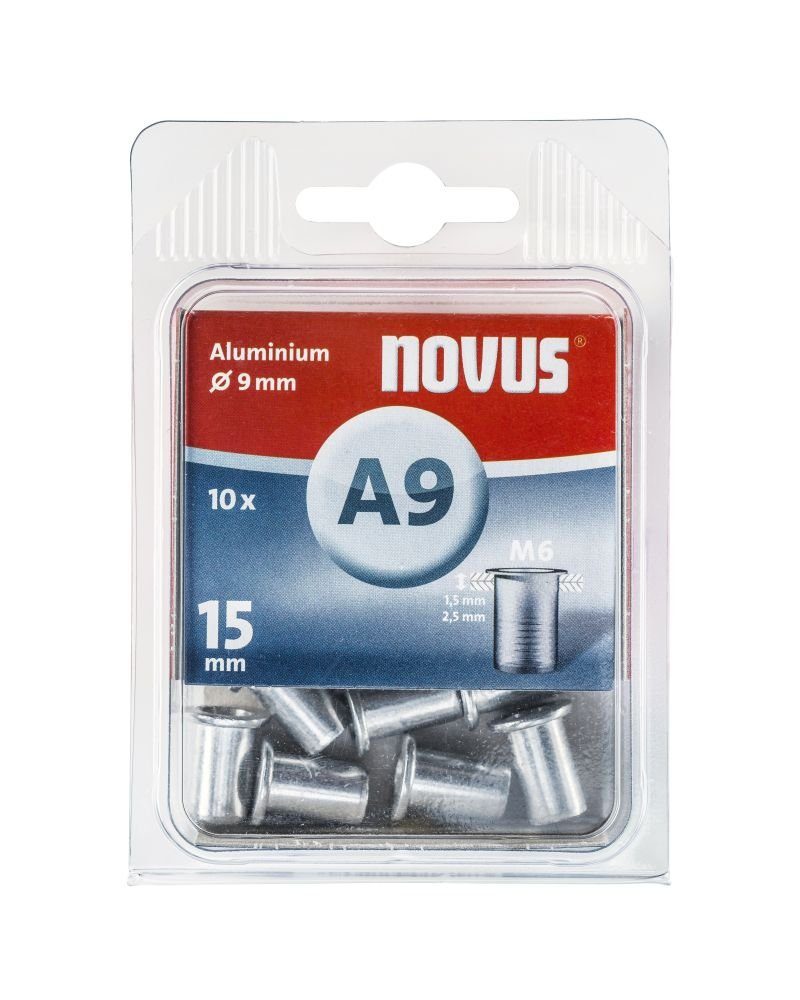 NOVUS mm 9 Novus A9/15 10 Aluminium Typ Ø Blindniete Nietmutter