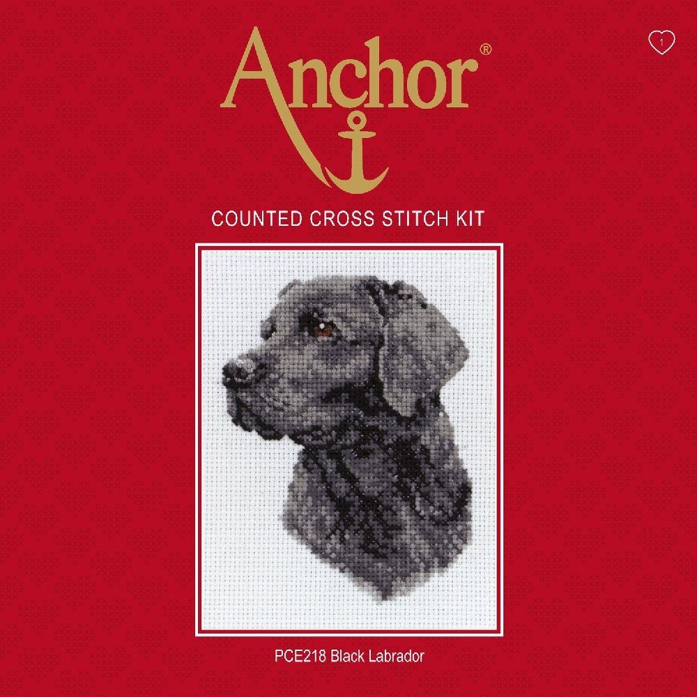 Anchor Kreativset Anchor Kreuzstich-Set "Schwarzer Labrador", Zählmuster, (embroidery kit by Marussia)