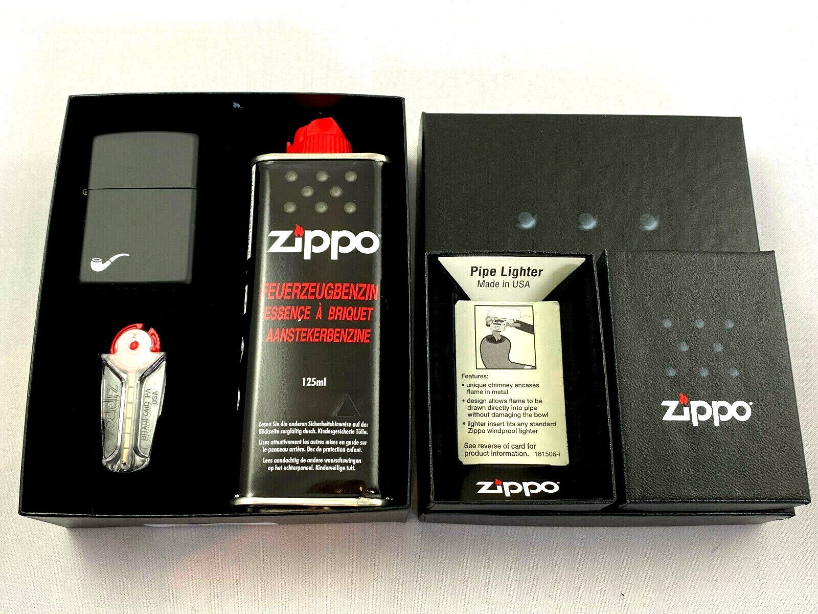 Zippo Feuerzeug Zippo Pfeifen Feuerzeug Geschenkset matt schwarz - Geschenk Set