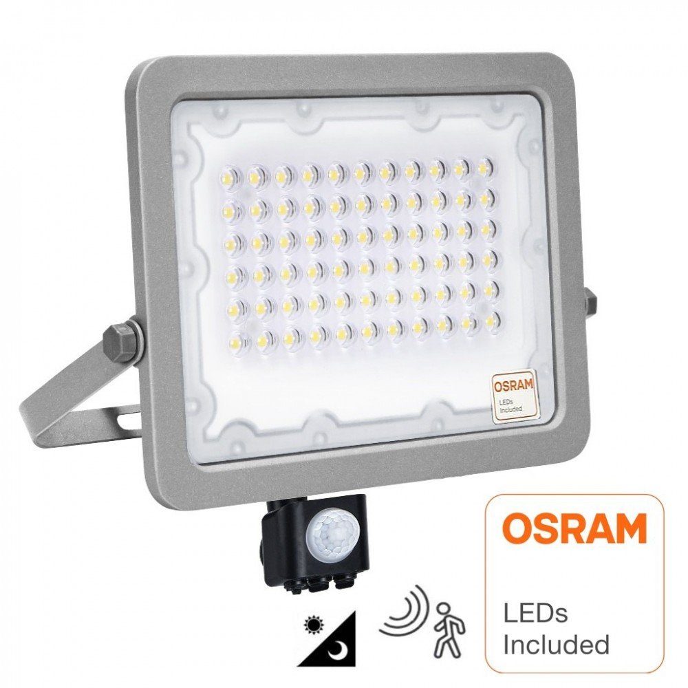 Osram LED Flutlichtstrahler LED Fluter Flutlichtstrahler mit Bewegungsmelder  30W - 50W AVANT OSRAM CHIP DURIS E 2835 - Scheinwerfer inkl.  Bewegungssensor PIR IP65, 30W, LED fest integriert, Neutralweiß,  kaltlichtweiß