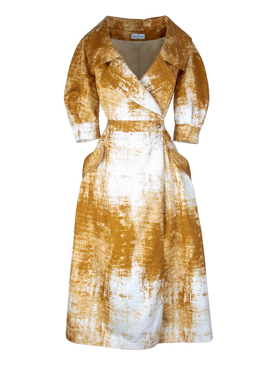 RUA & RUA Wickelkleid Damen Elegantes Kleid aus Gabardine Baumwolle mit exklusiver allover Print