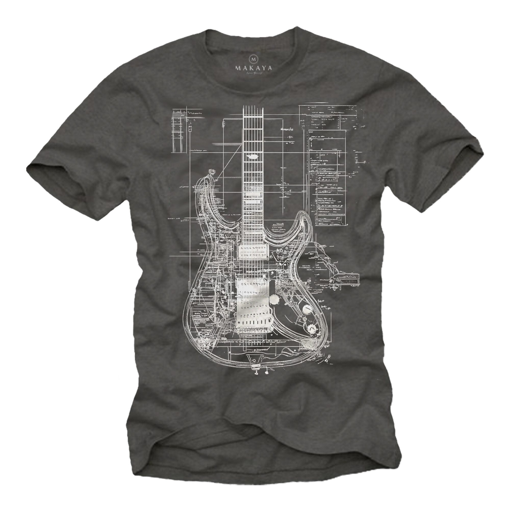 MAKAYA Print-Shirt mit Gitarrenmotiv Herren Musik günstig online kaufen