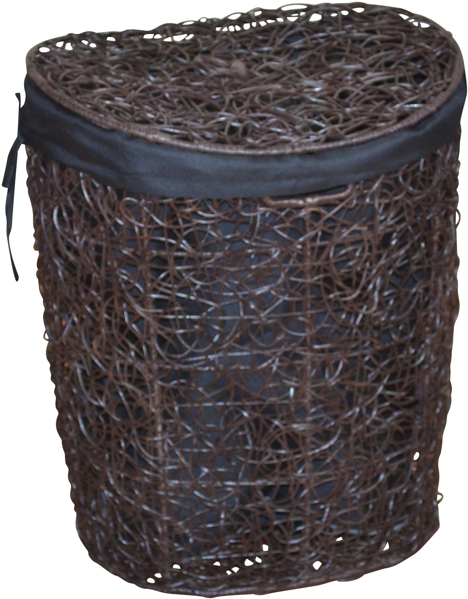 my home Wäschekorb, Rattan-Geflecht, mit Stoffeinsatz günstig online kaufen
