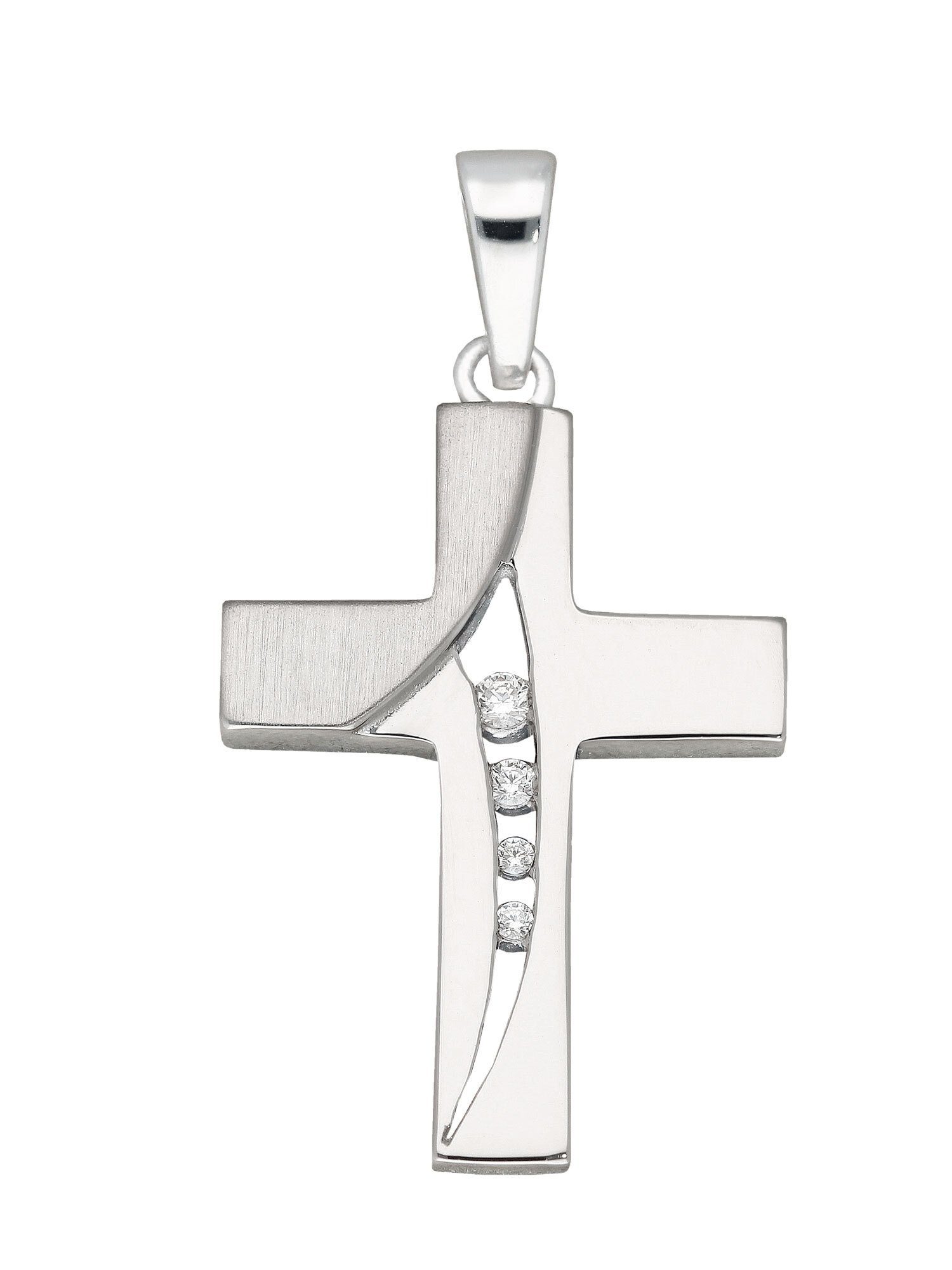 Damen 925 Anhänger, für Kettenanhänger Kreuz mit Zirkonia Adelia´s & Herren Silberschmuck Silber