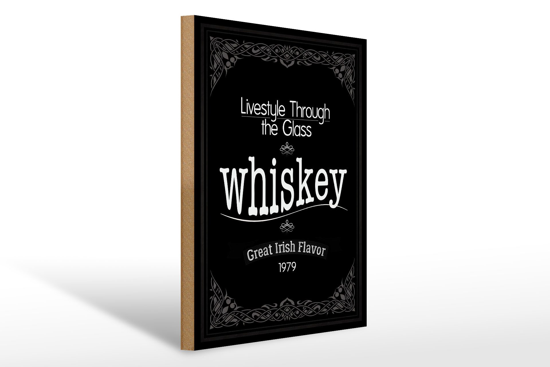 Holzbild 30x40cm Whiskey livestyle trough