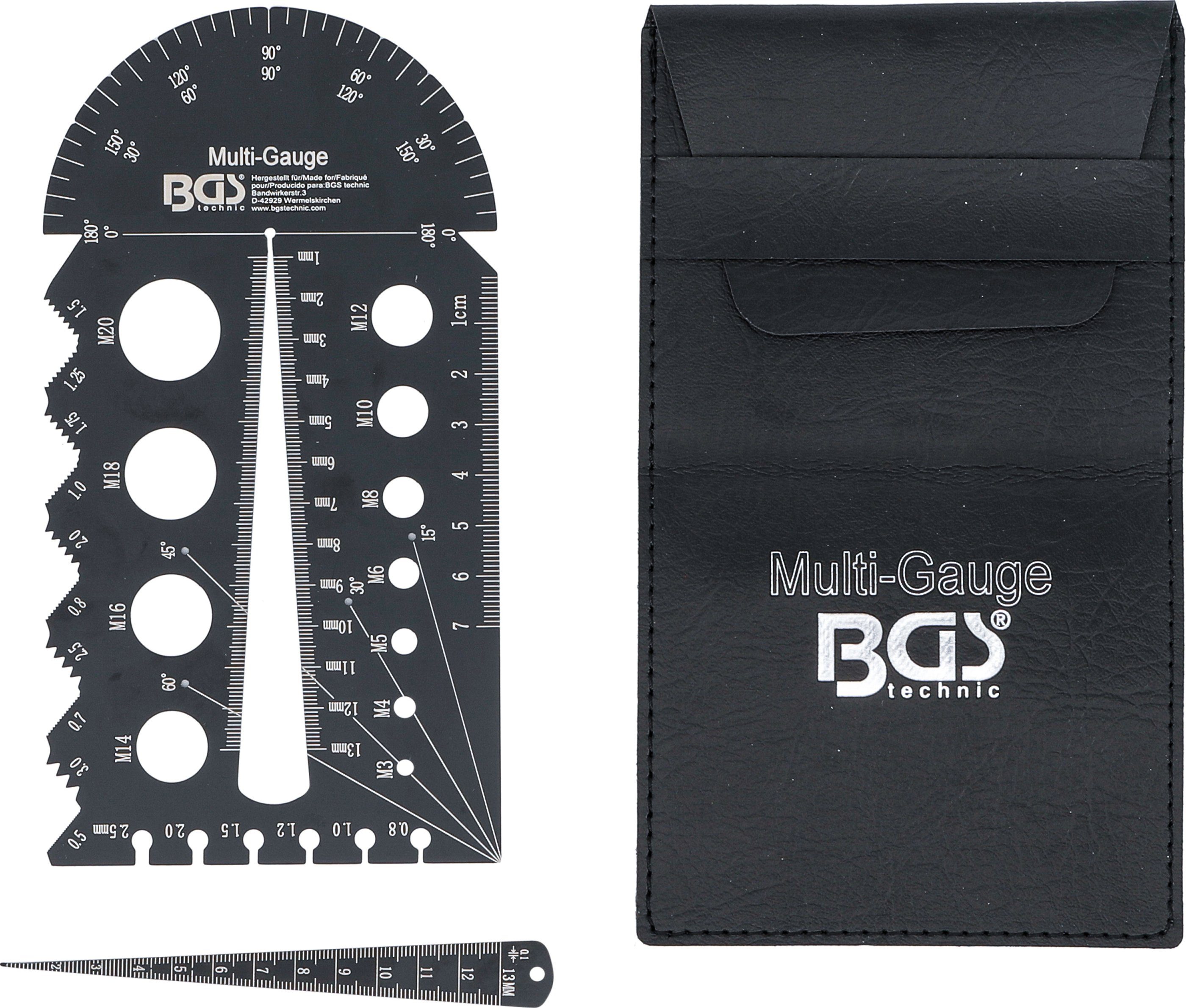 BGS technic Fühlerlehre Schrauben- und Gewindeschablone, metrisch, M3 - M20, 0,5 - 13,00 mm, 1-St.