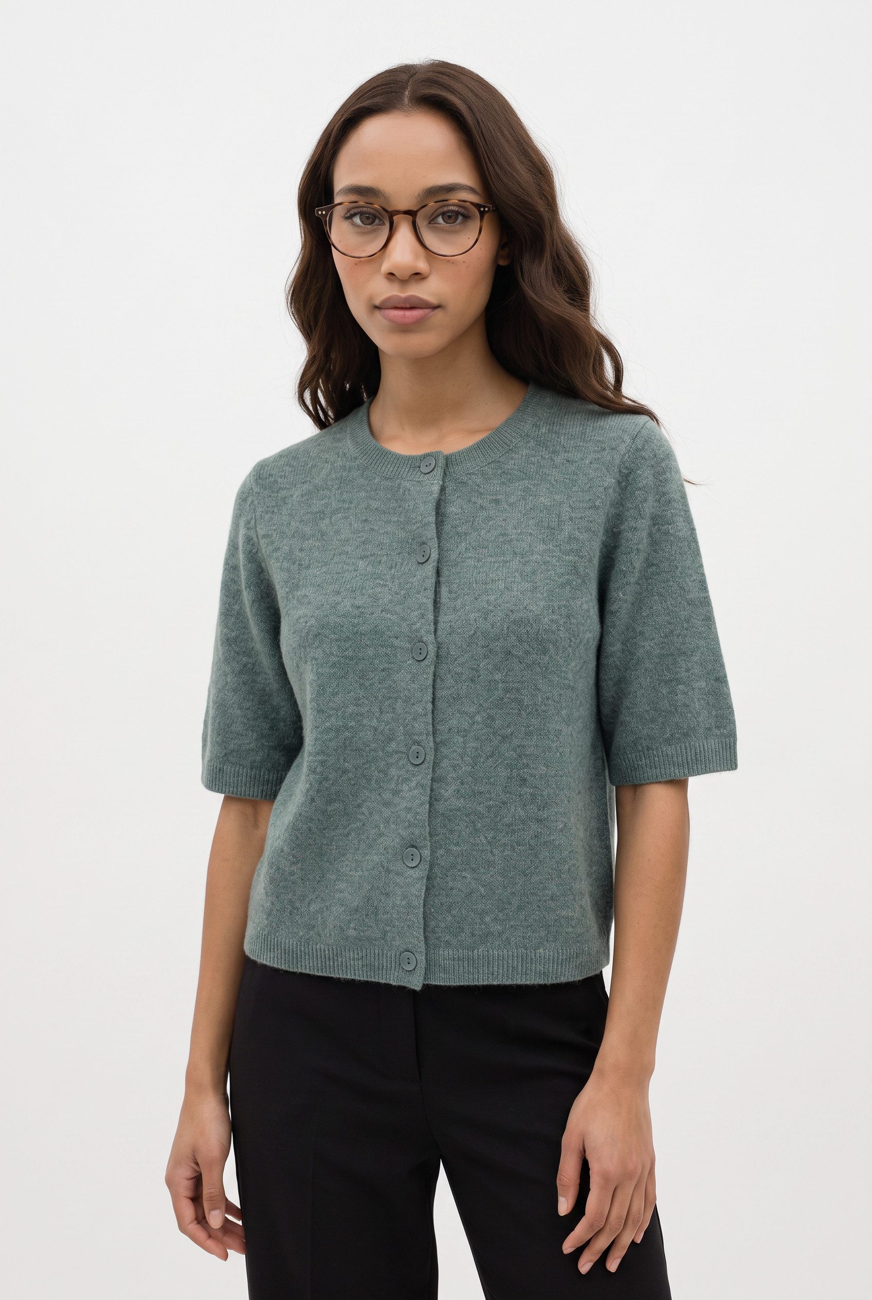 Vila Strickjacke VILIGA 2/4 O-NECK KNIT CARDIGAN - NOOS Materialmix, regular fit