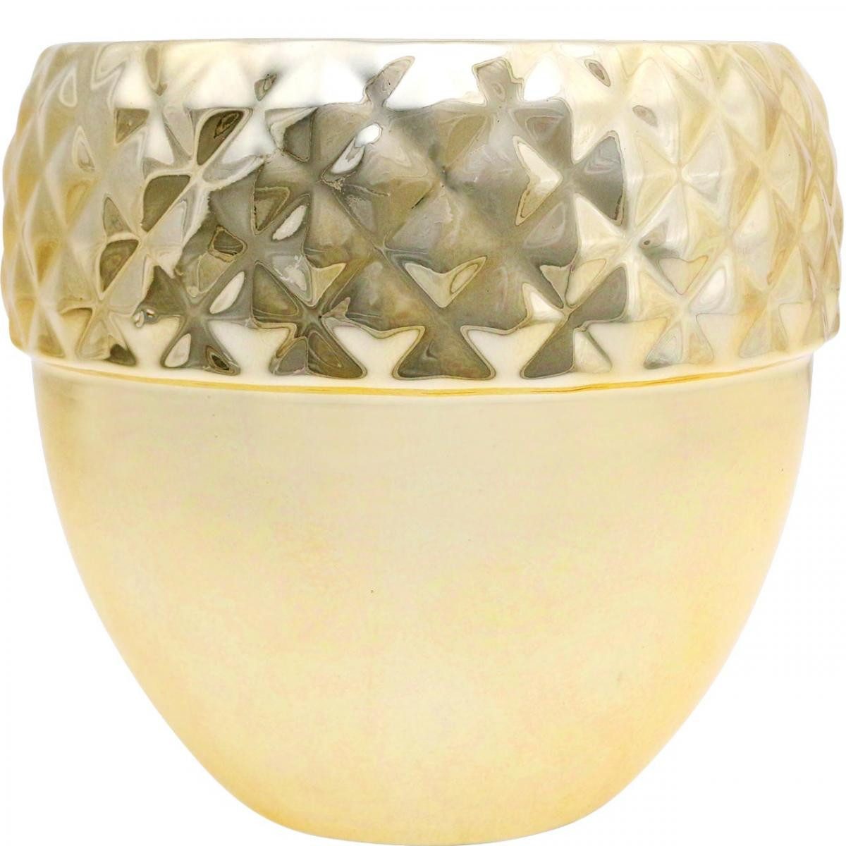 Florists Products Übertopf Übertopf Keramik Eichel Golden Weihnachtsdeko Ø18cm H16,5cm