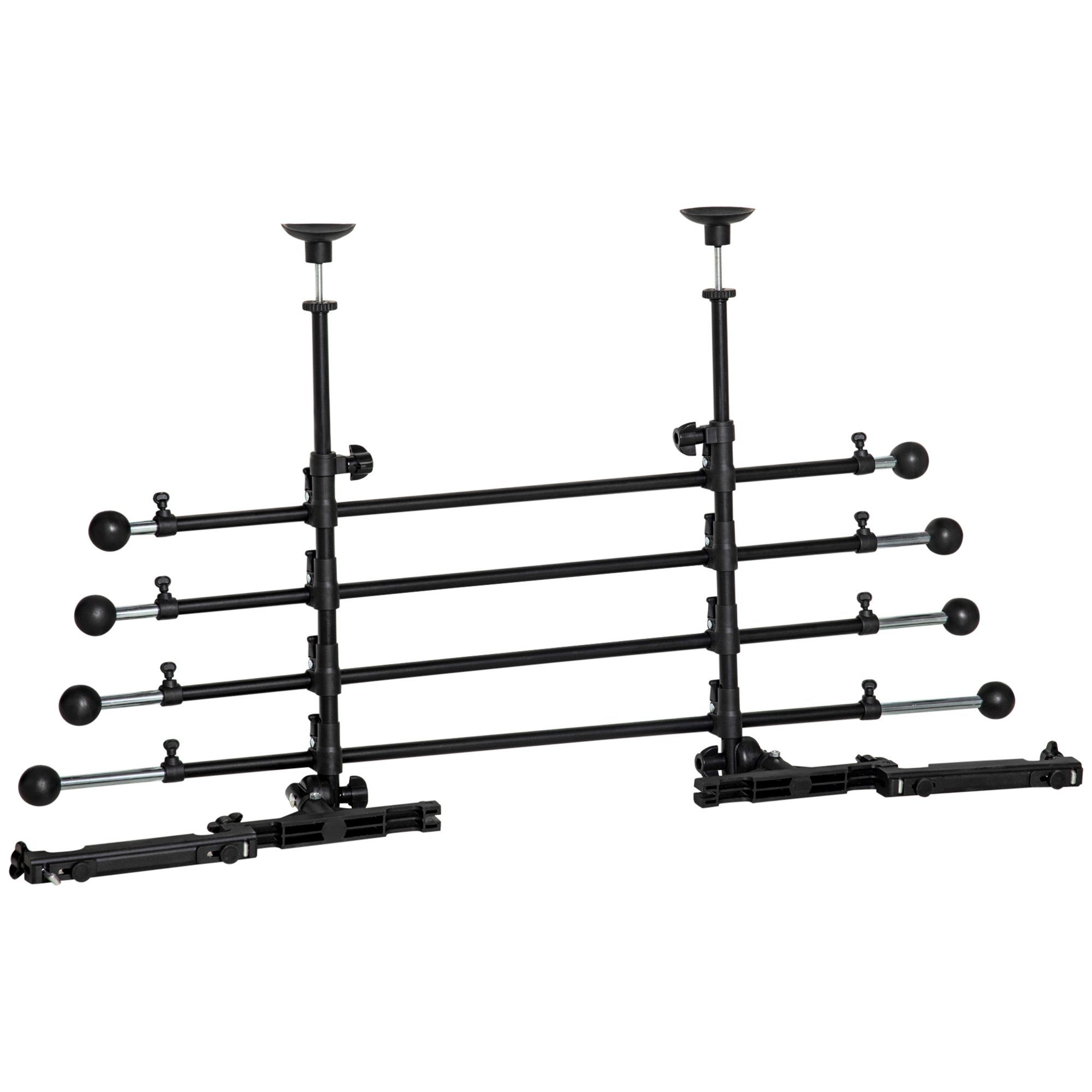 PawHut Hundegitter Trenngitter Autotrennwand mit rutschfesten PVC-Füße Stahl ABS Schwarz (Set, 1 St., Kofferraumgitter verstellbar), 85-140B x 40-50H cm