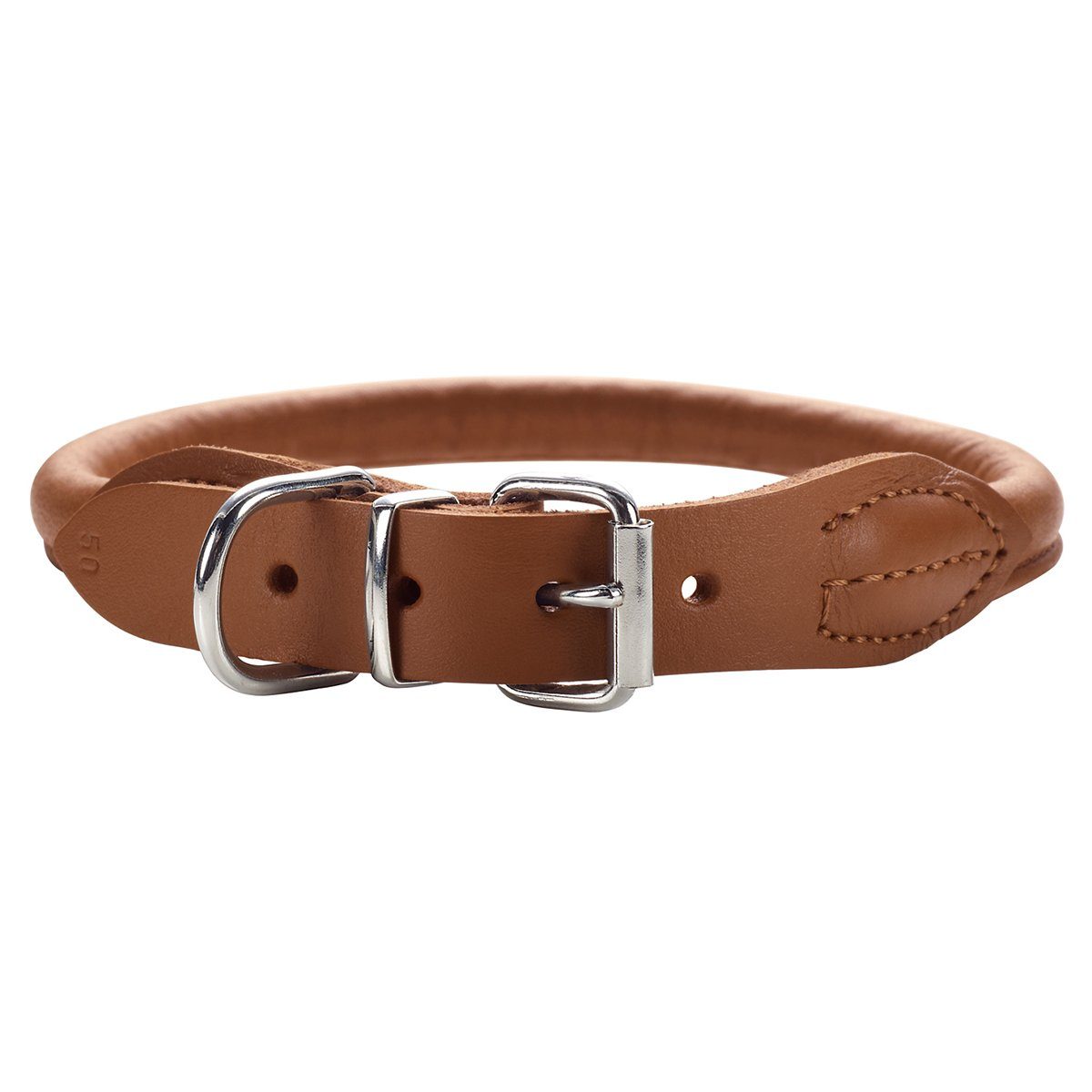 Hunter Tierbedarf Hunde-Halsband Halsband Round & Soft Elchleder cognac