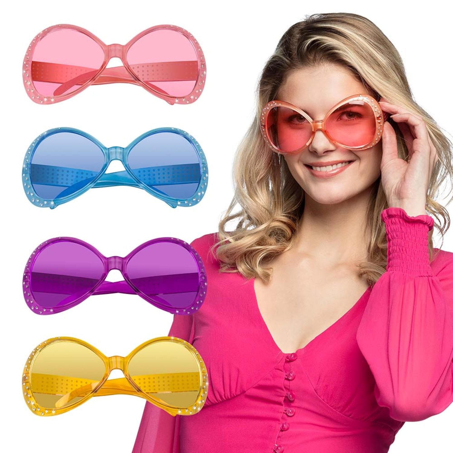 Verkleidungsmaske Party Brille 'Chill Diamond', 4 Farben sortiert