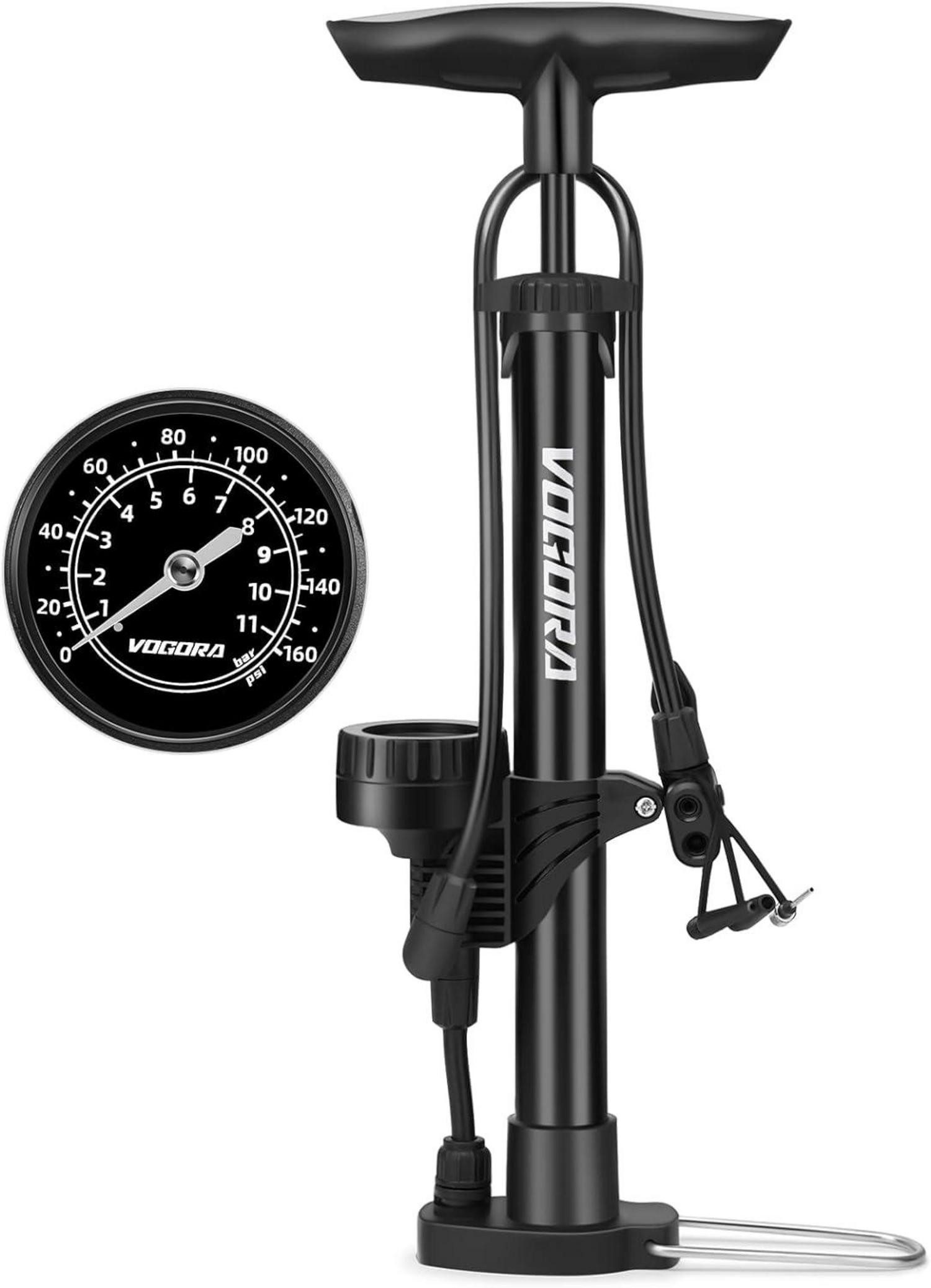 LuxusKollektion Fahrradständer Fahrradpumpe mit Manometer alle Ventile Standluftpumpe 160PSI