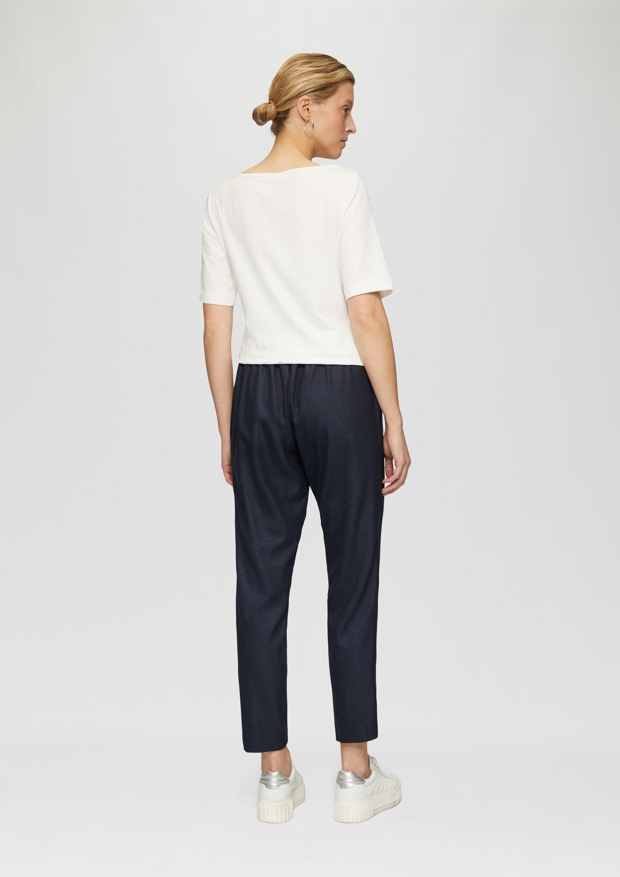 s.Oliver 7/8-Hose Hose Fein gepunktete Jogpants mit Tapered Leg