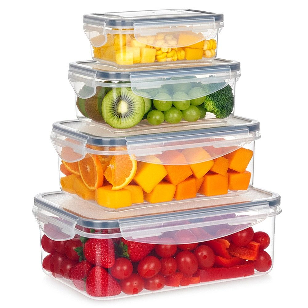 Vilde Frischhaltedose Set mit Deckel rechteckig mit Klickverschluss, Kunststoff, (4-tlg), stapelbar, luftdicht, BPA-frei, -20°C bis 100°C