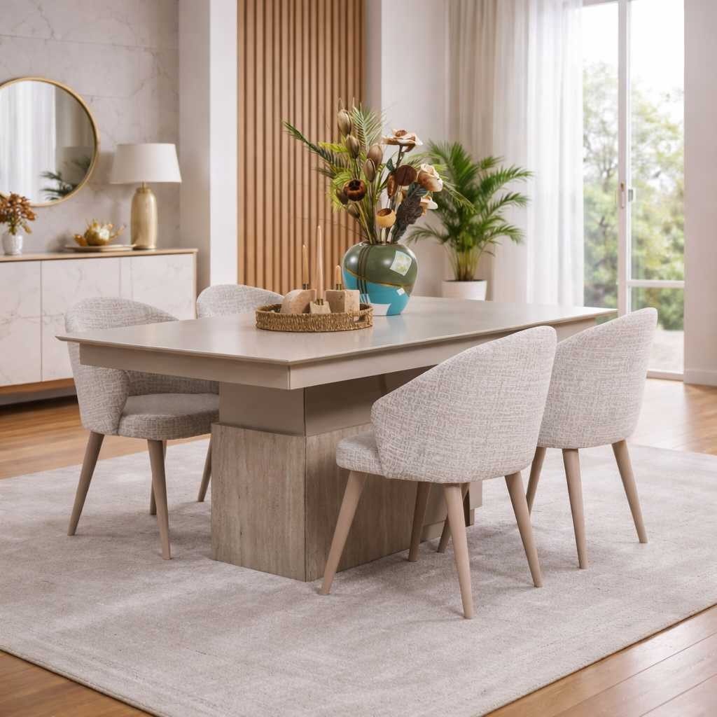 Xlmoebel Esstisch Beiger Holz Tisch im modernen quadratischen Design, Made in Europa