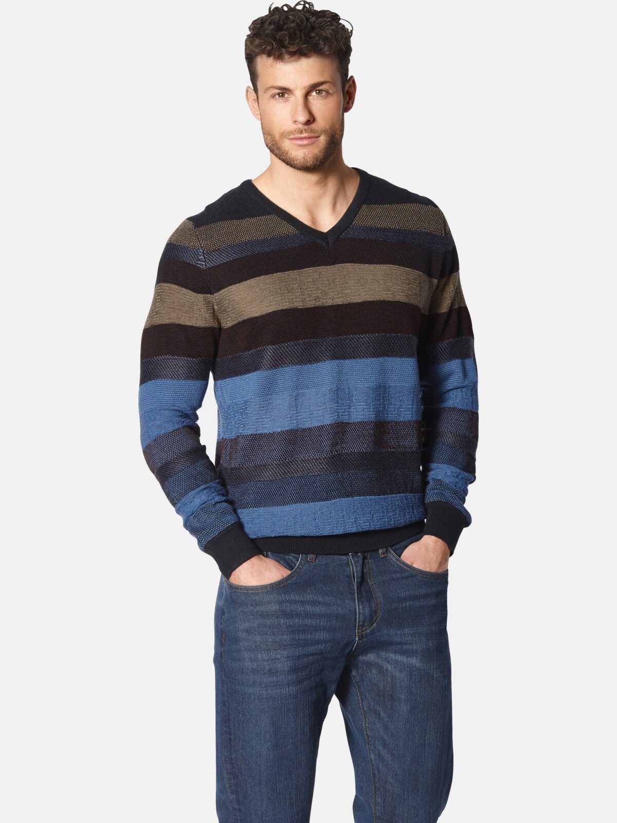 Babista V-Ausschnitt-Pullover SOLEMARLI mit Streifenmuster