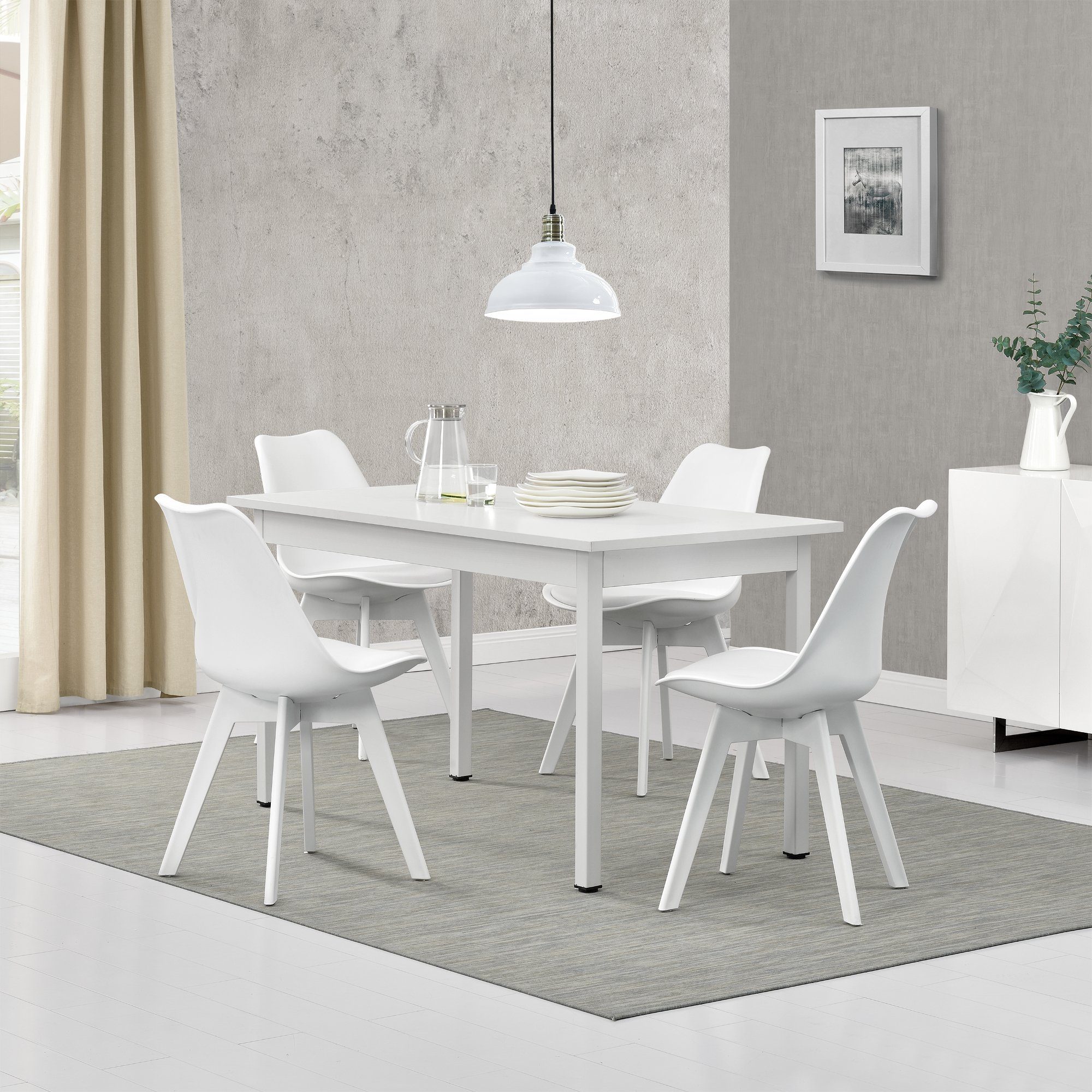 en.casa Essgruppe, (Set, 5 tlg., Esstisch mit 4 Stühlen en.casa Essgruppe, (Set, 5 tlg., Esstisch mit 4 Stühlen