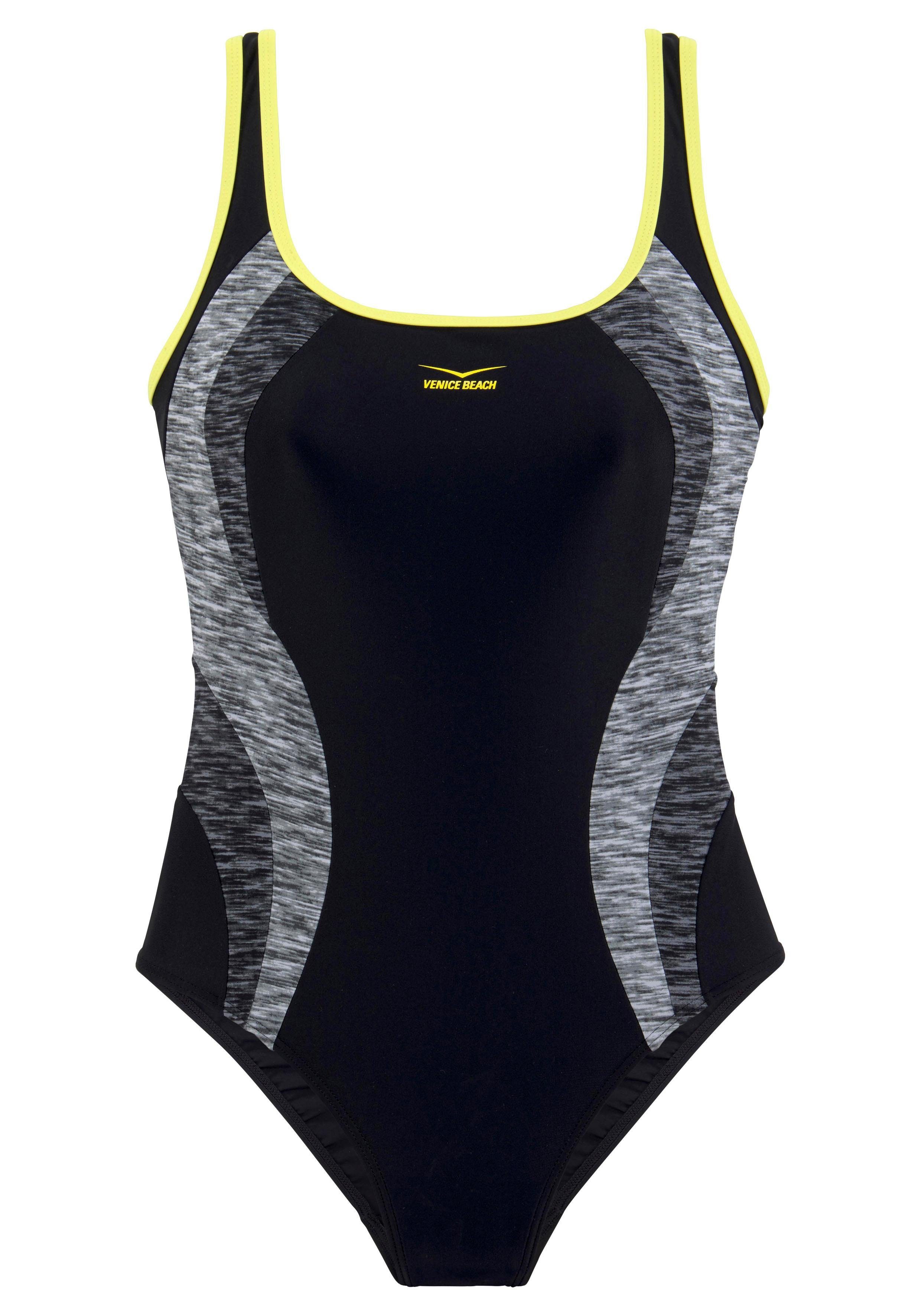 Venice Beach Badeanzug mit Einsätzen in Melange-Optik günstig online kaufen