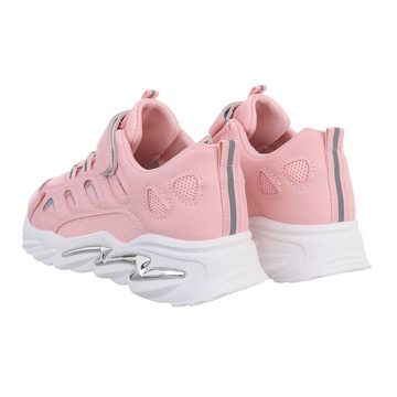 Ital-Design Kinder Low-Top Freizeit Sneaker Flach Freizeitschuhe in Rosa