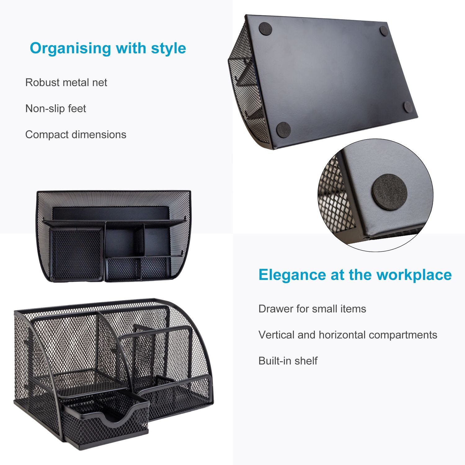 Intirilife Organizer (1 St), Schreibtisch Organizer Stifthalter Box aus Eisen Mesh 22 x 14 x 13 cm