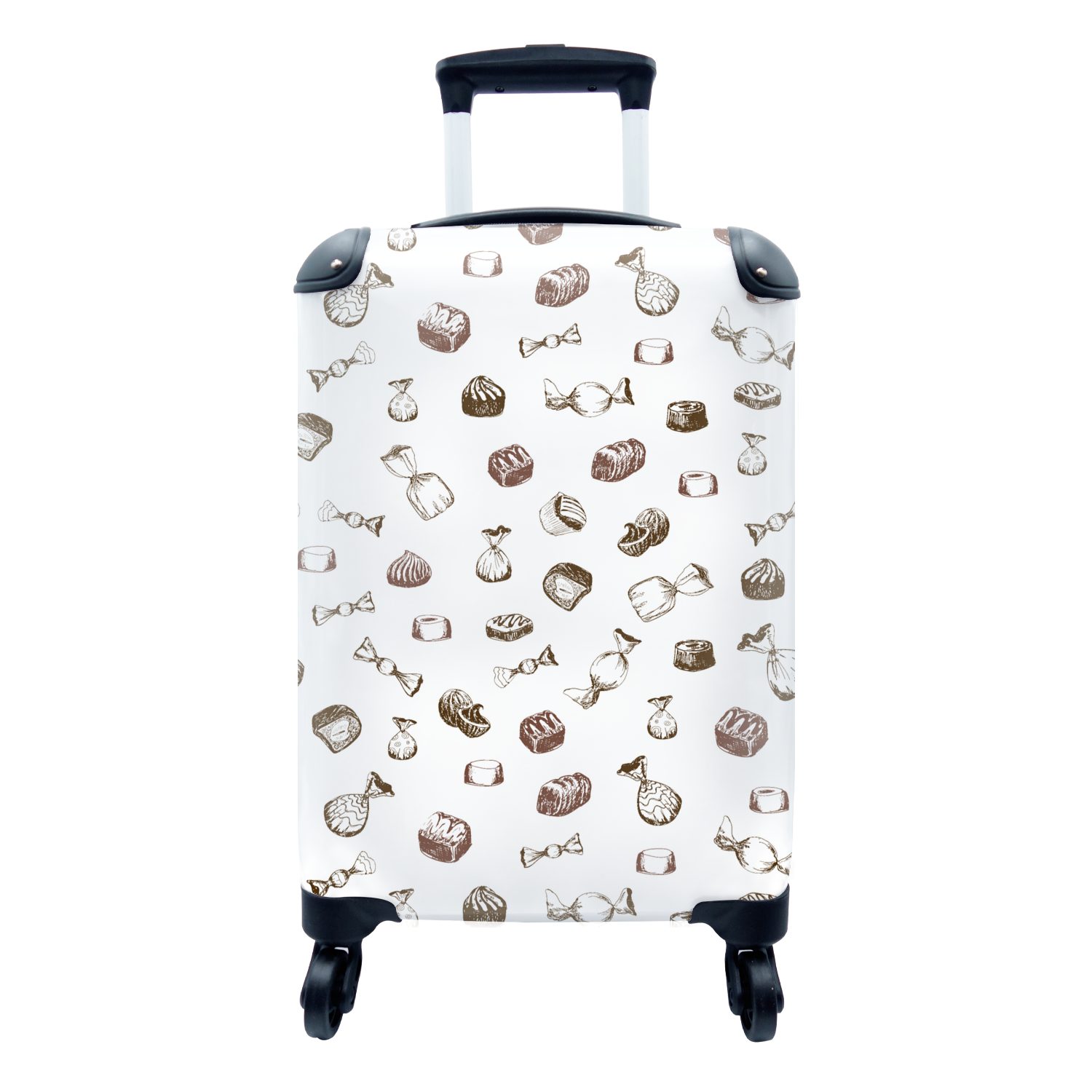 Reisetasche - - Handgepäckkoffer - Trolley, Vintage 4 Rollen, mit Design, MuchoWow Schokolade für Handgepäck Ferien, Reisekoffer rollen, Süßigkeiten