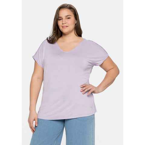 Sheego T-Shirt Große Größen mit Spitze an Ärmeln und Schulternaht