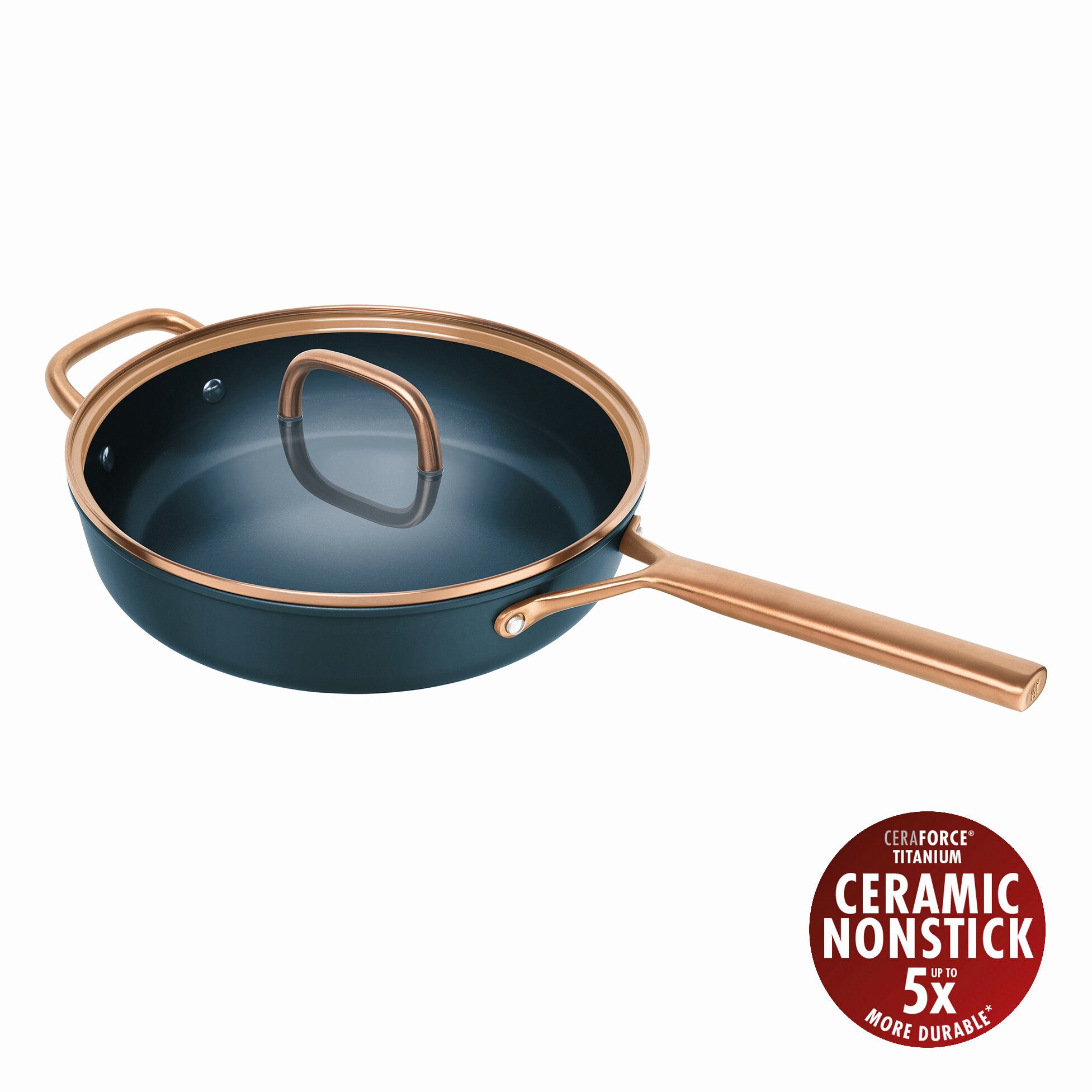 Zwilling Schmorpfanne Milano, Pfanne mit Glasdeckel, Aluminium (1-tlg), Keramik-Antihaftbeschichtung, Induktion, Made in Italy