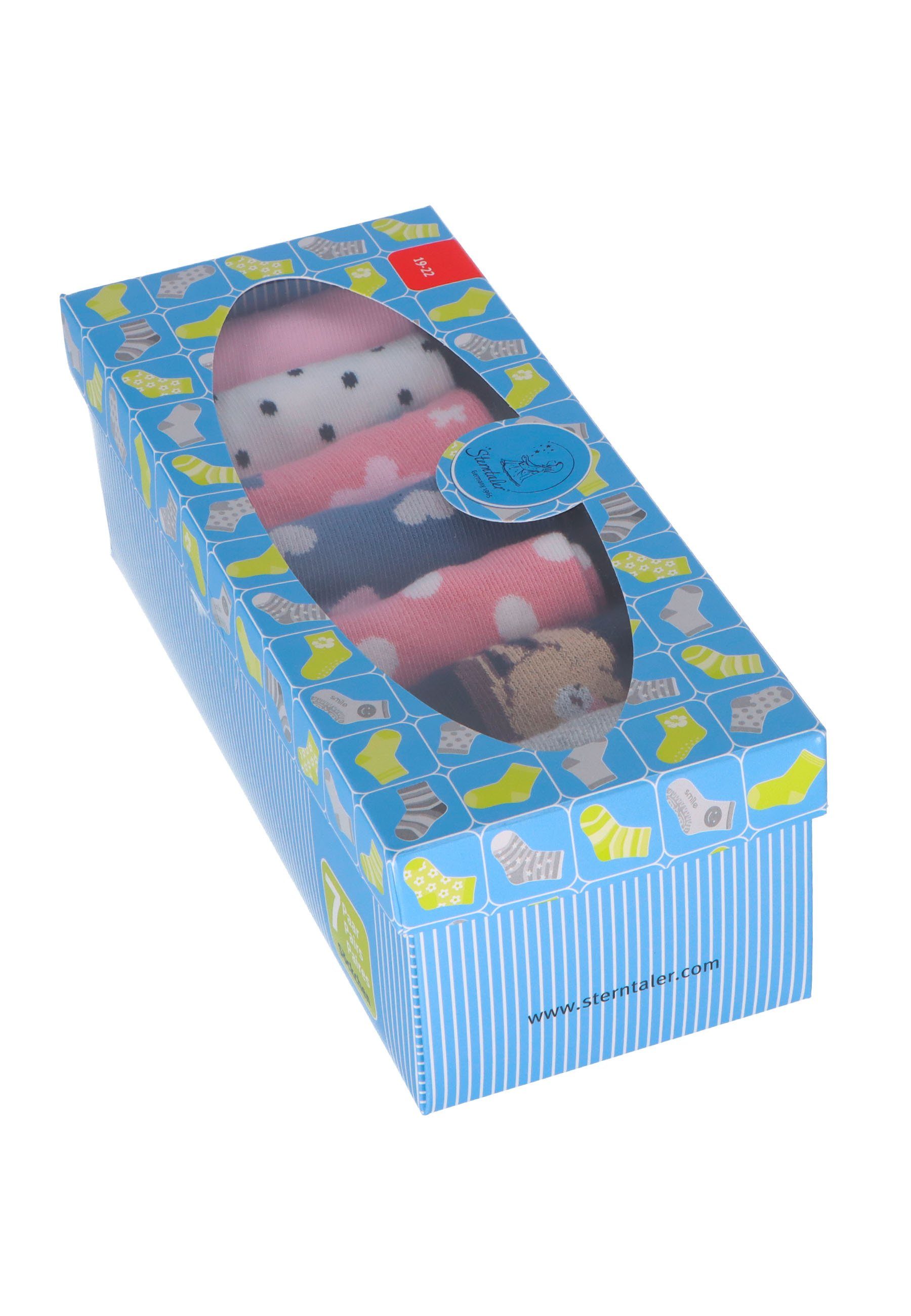 Sterntaler® Feinsöckchen Socken 7er-Box Punkte (7-Paar, 7er-Pack) 7 Paar Mädchensöckchen in Geschenkbox mit süßen Motiven