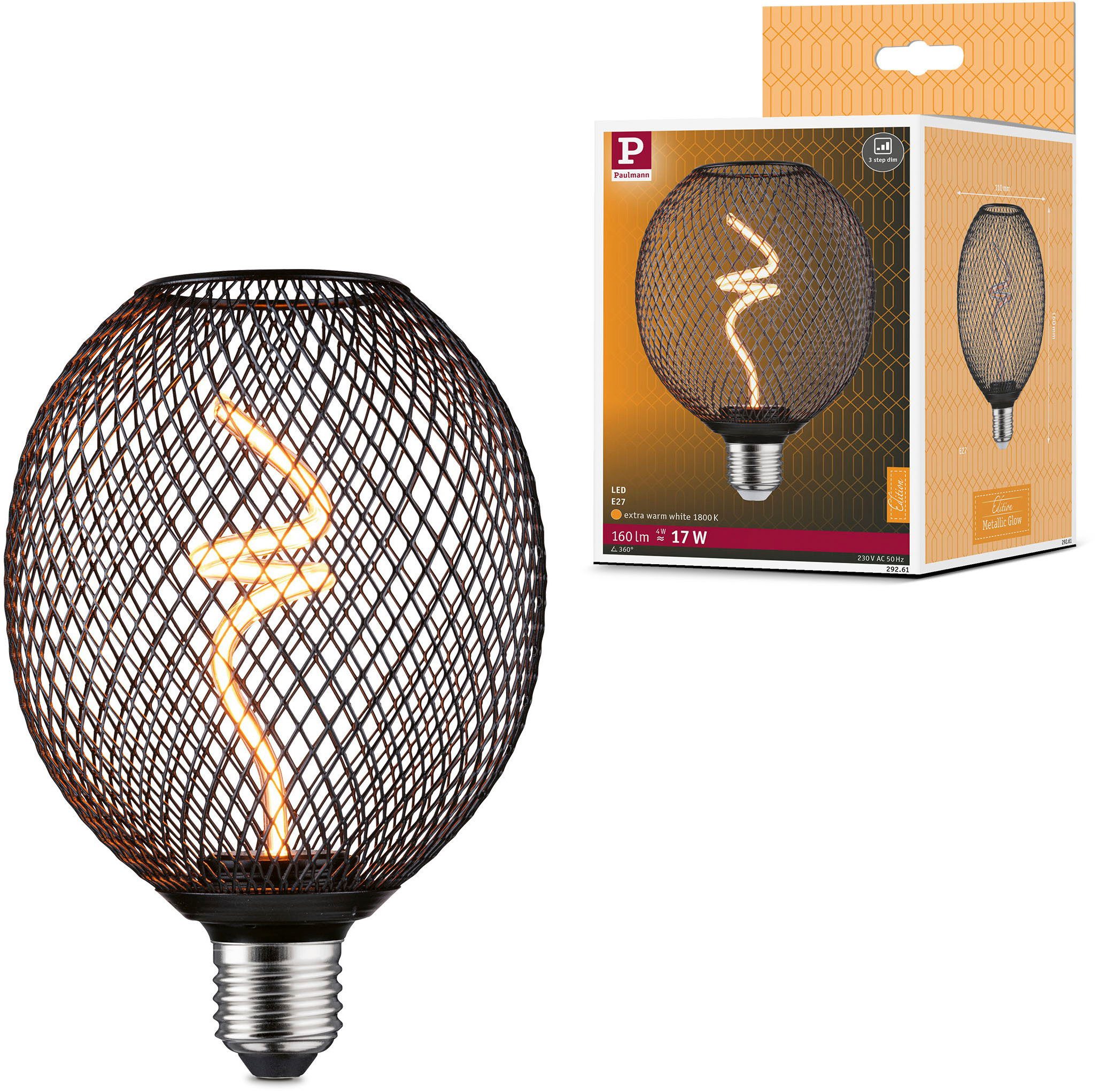 LED-Leuchtmittel Metallic Glow Standard 230V LED Globe dimmbar Schwarz