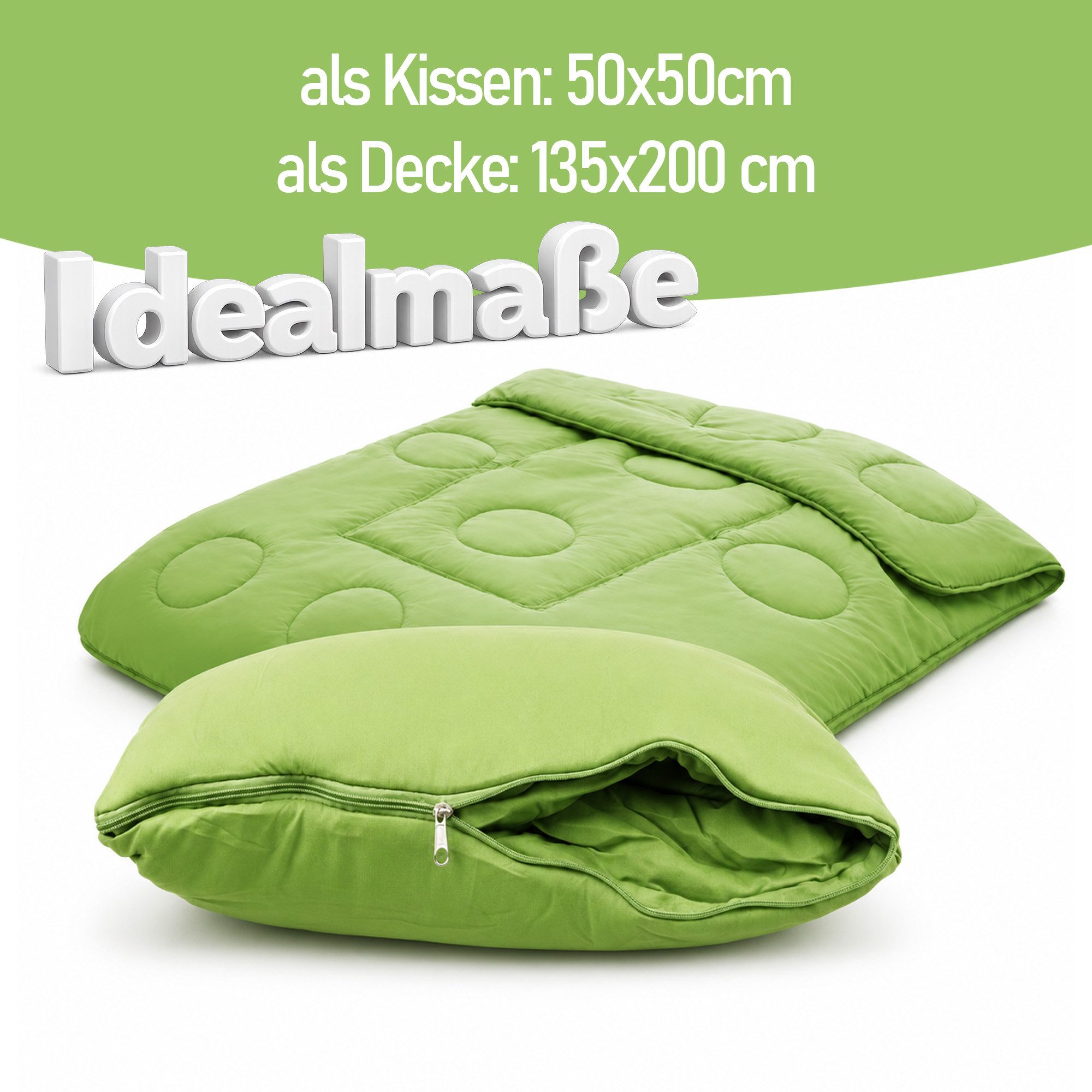 Bestlivings Kunstfaserbettdecke Kissendecke 2 in 1, Füllung: 100% Polyester, Kissen und Decke in einem, Decke 135x200 cm, Kissen 50x50 cm