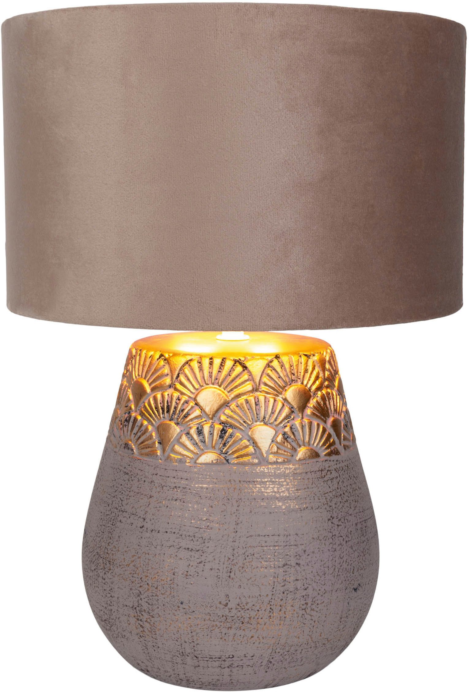 näve Tischleuchte Bronco, ohne Leuchtmittel, Keramikfuß mit goldenem Prägem günstig online kaufen