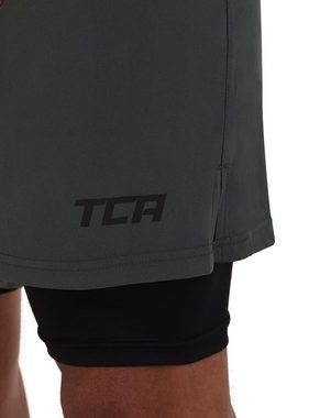 TCA Trainingsshorts TCA Herren 2-in-1 Laufhose - Grün (2X RV-Tasche) (1-tlg)