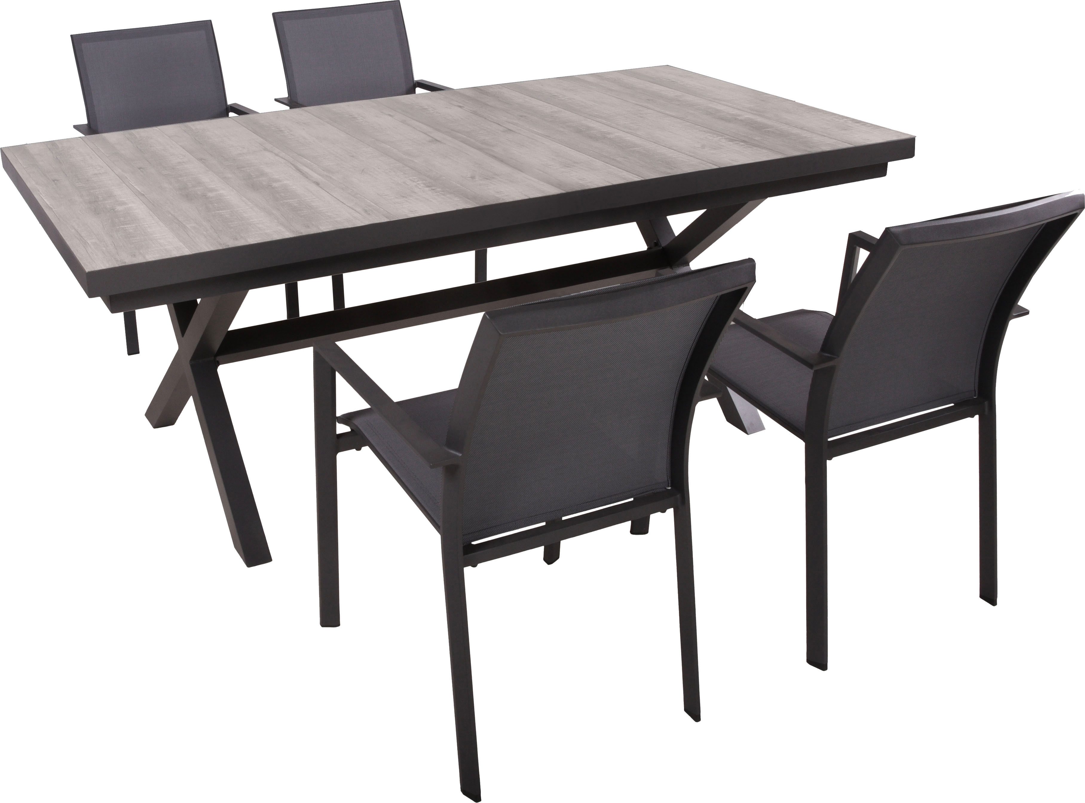 Garden Pleasure Garten-Essgruppe, Tischgruppe »RANA Set 08«, (Set, 5-tlg), 4 Stühle (stapelbar), Tisch LxB: 202x100 cm