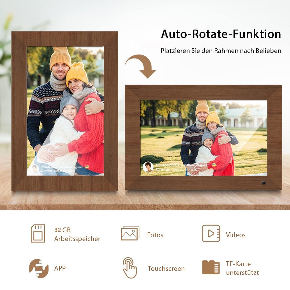 HT Digitaler Fotorahmen 10.1" und Holzfotorahmen günstig online kaufen