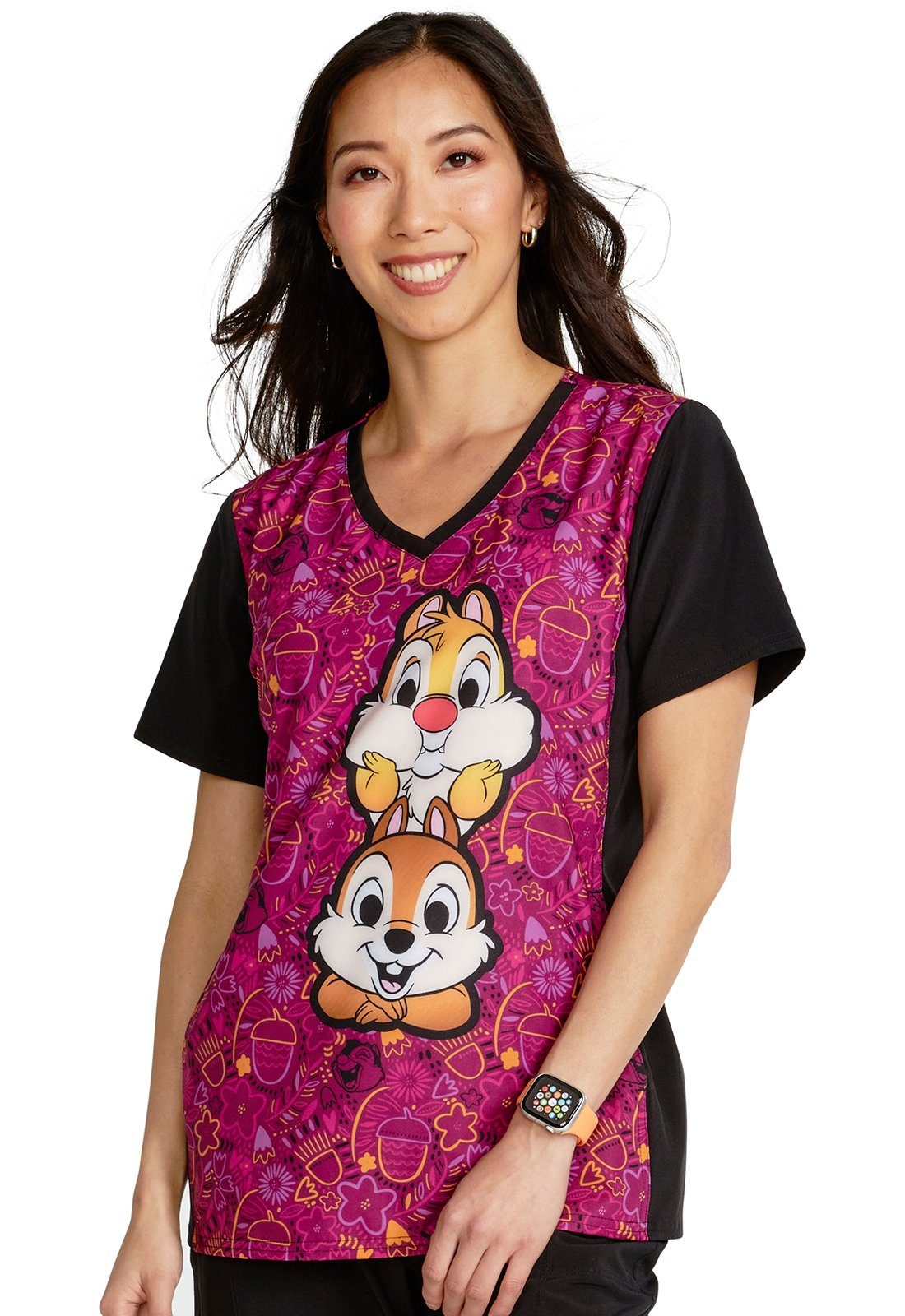 Funktionsbluse Bunt bedruckter Damen Kasack "Nuts for Nuts A&B Hörnchen"