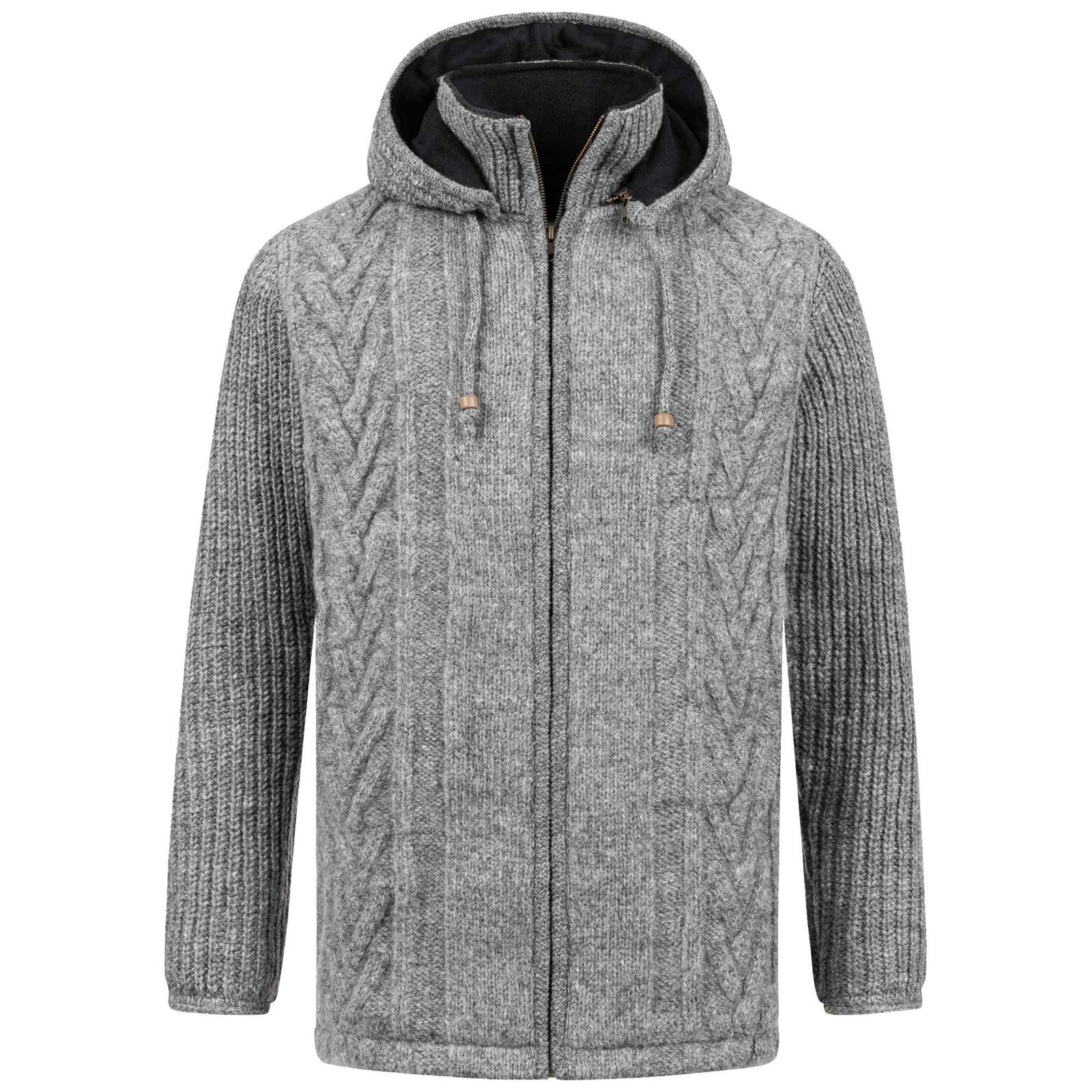 Kapuzenstrickjacke Winter-Strickjacke Wolle Fleecefutter Hochkragen Kurzmantel Kapuze