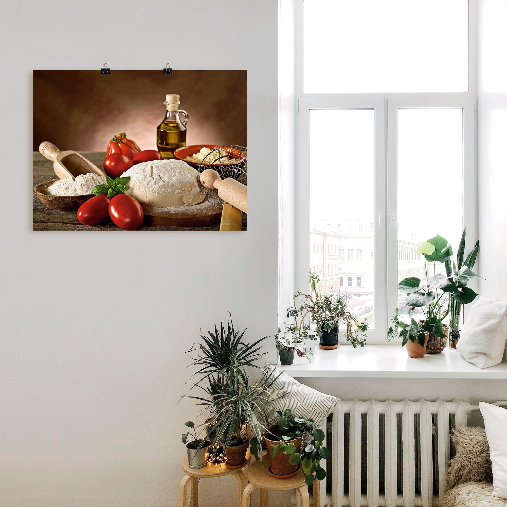 Artland Wandbild Teig für Pizza, Lebensmittel (1 St), als Alubild, Leinwandbild, Poster in verschied. Größen