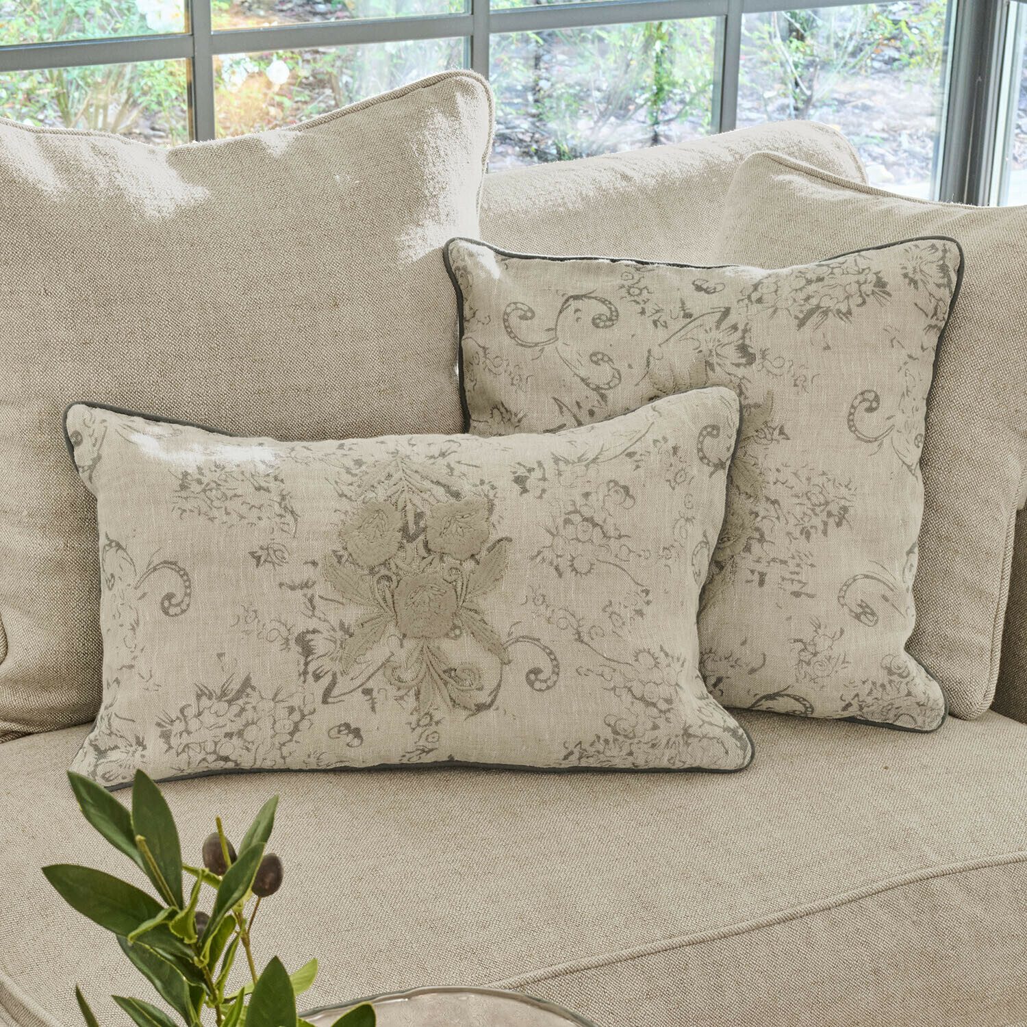 Mirabeau Kissenhülle Kissenhülle 2er Set Tenerosa beige/grün