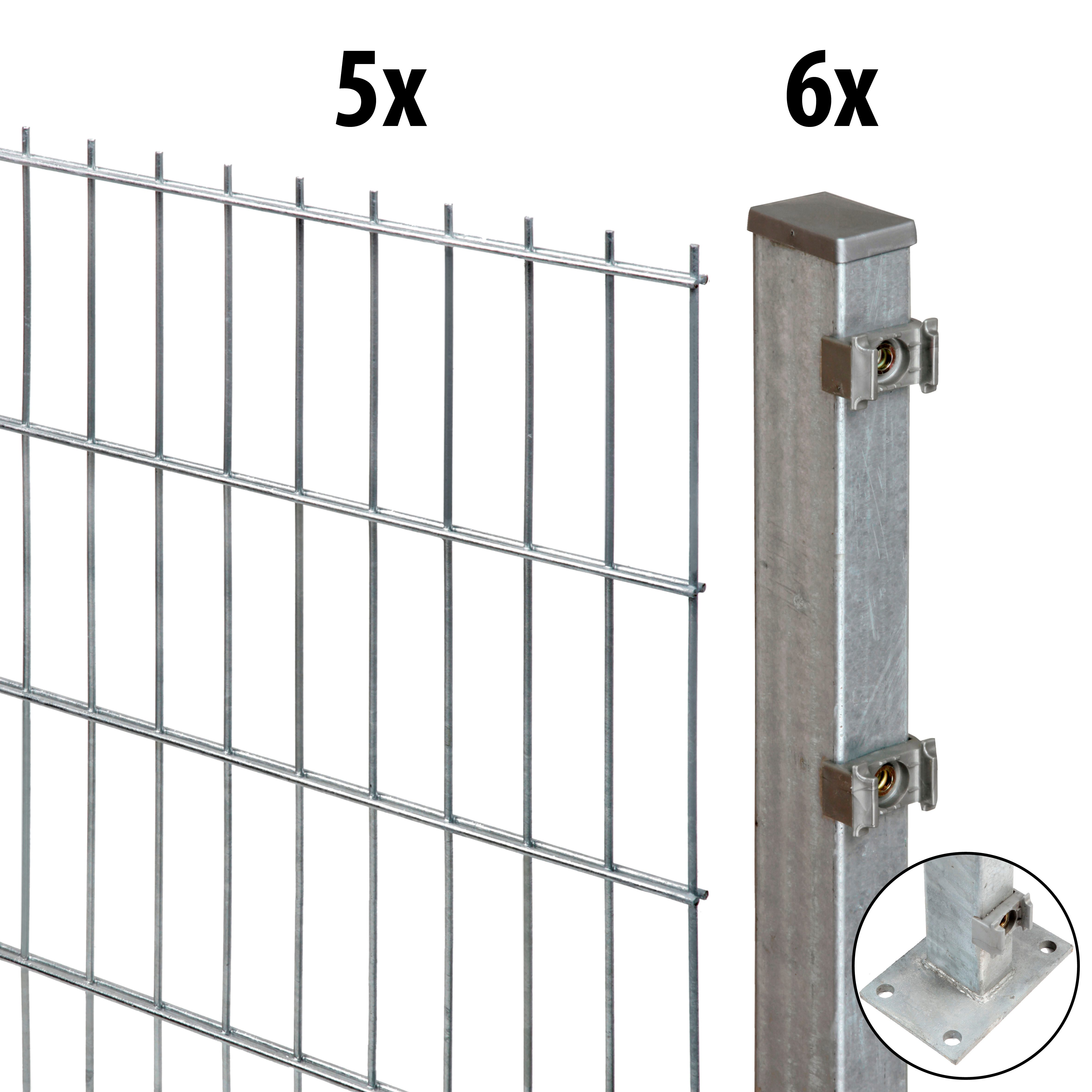 GARDEN 'N' MORE Doppelstabmattenzaun Excellent, (11-St), 5 Elemente für 10 m, LxH: 200 x 183 cm, mit 6 Pfosten