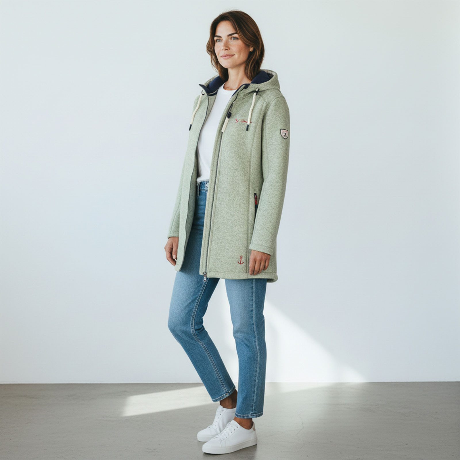 Dry Fashion Wollmantel Amsterdam Damen Wollfleece-Mantel Amsterdam - Fleecemantel taillierter Schnitt