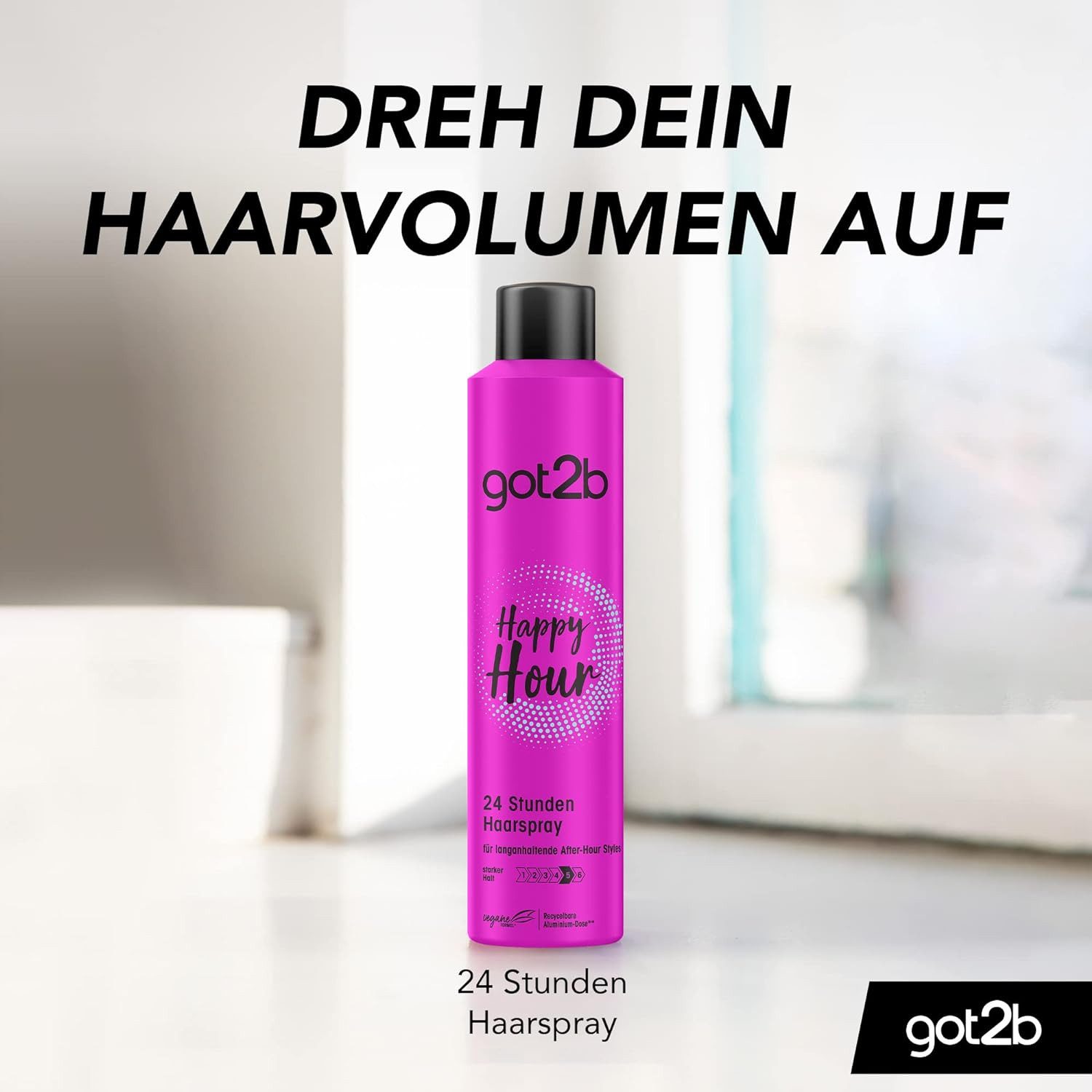 got2b Haarspray 300 ml Happy Hour 24 h, 1-tlg., Styling Spray, mit Schutz vor dem Austrocknen
