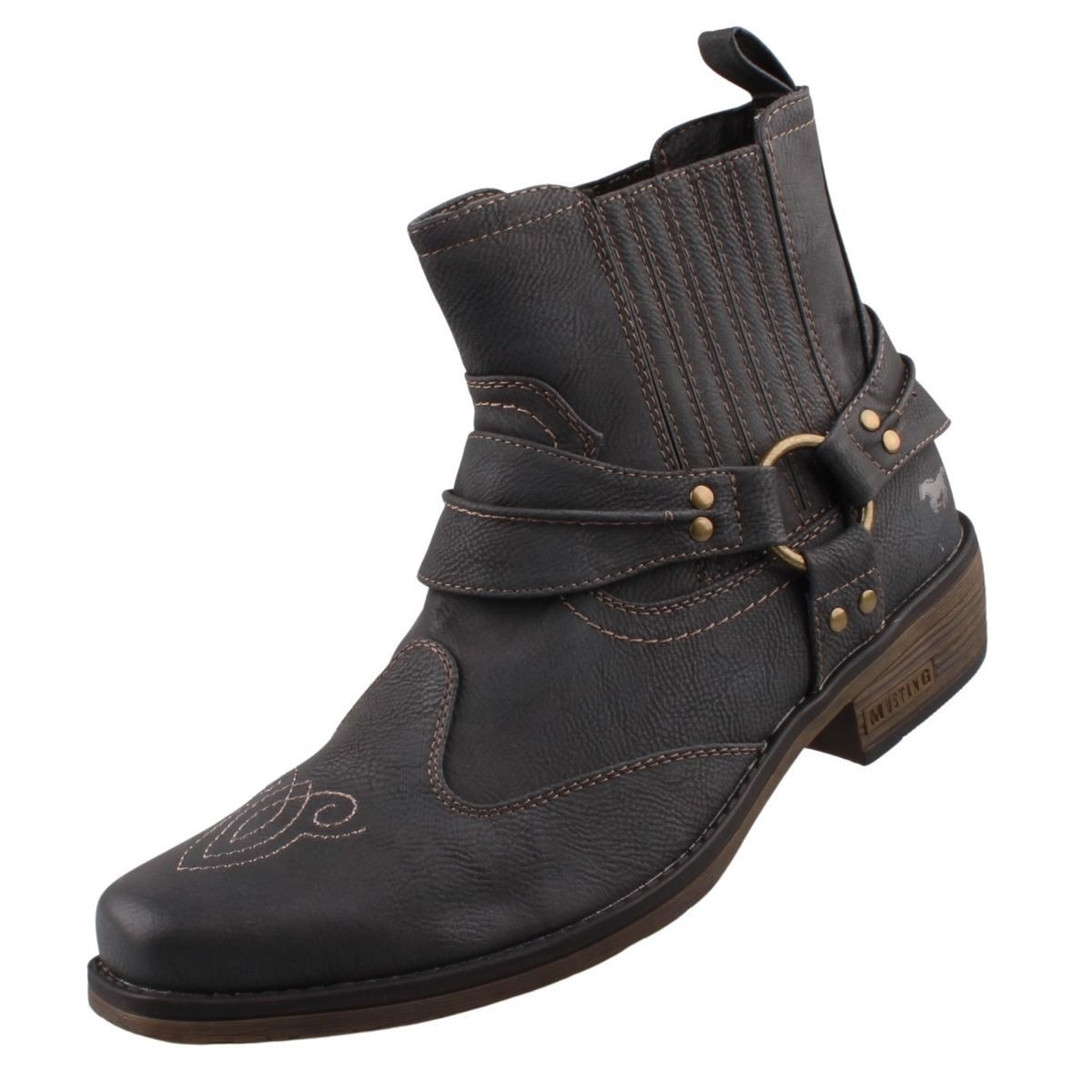 Mustang Shoes 4116501/259 Stiefelette Western-Boots mit dekorativem Stiefelband