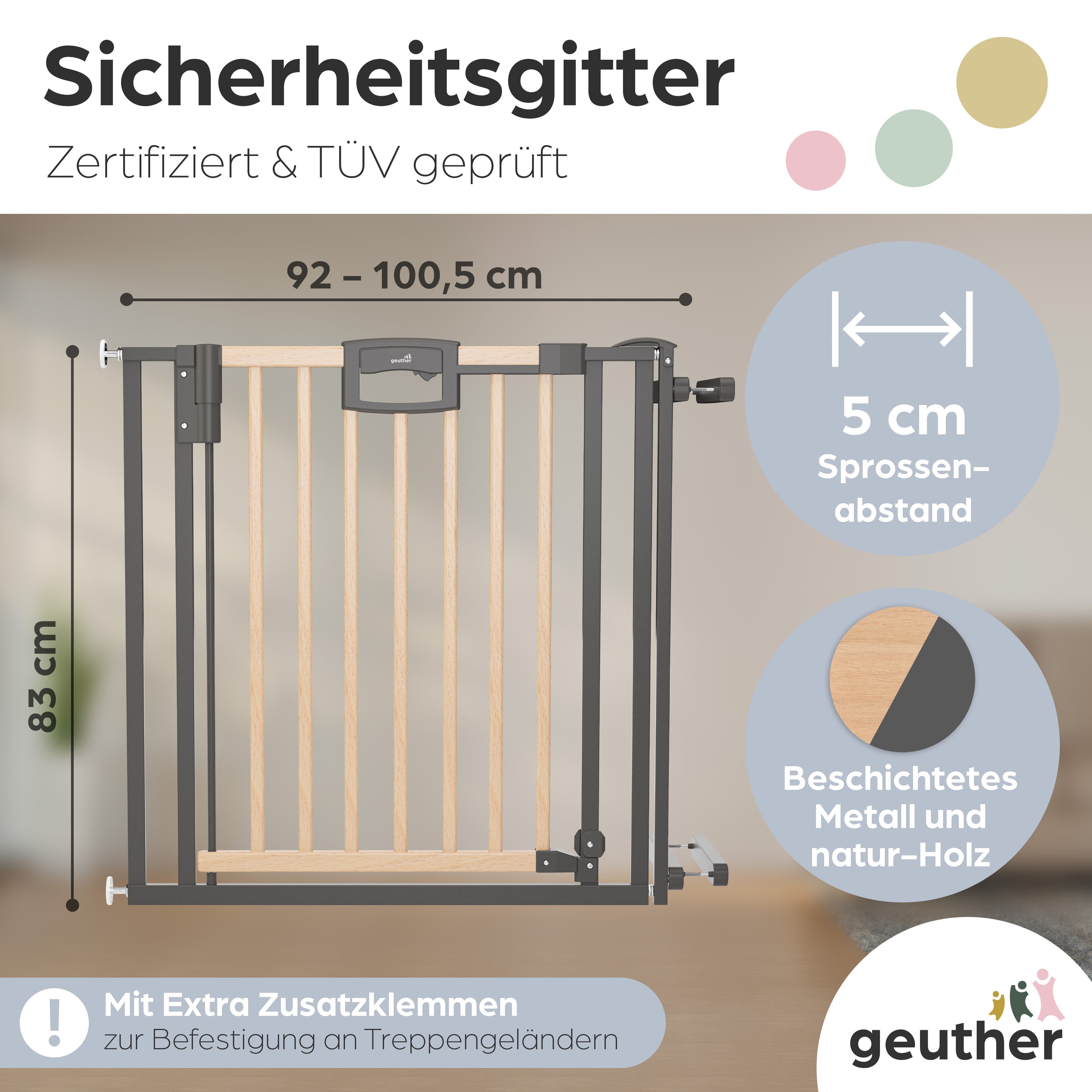 Geuther Türschutzgitter Treppenschutzgitter ohne Bohren Easylock 84,5-124,5 günstig online kaufen