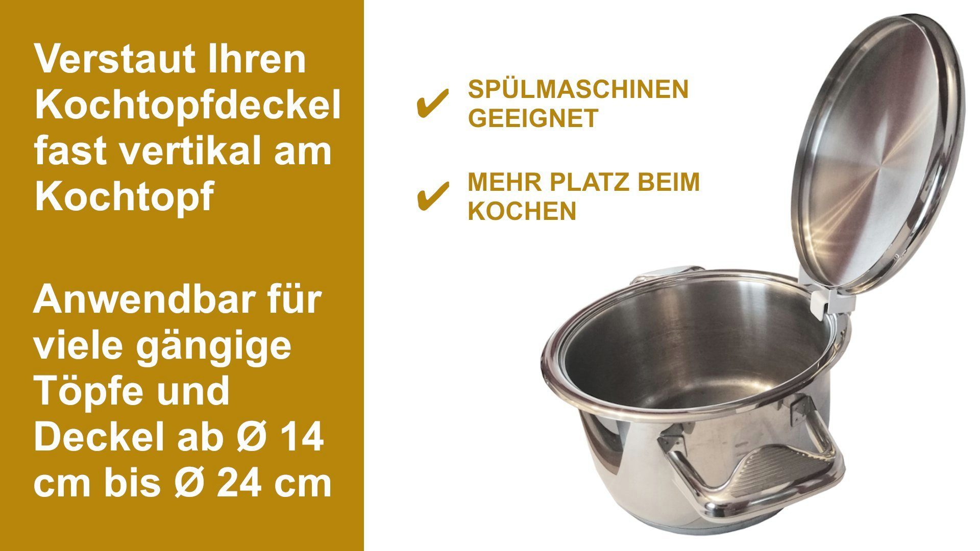 KDR Ablage Produktgestaltung Topfdeckelhalter Überkochschutz Kochlöffel Halter Kochtopf Kochgeschirr, (1-tlg)