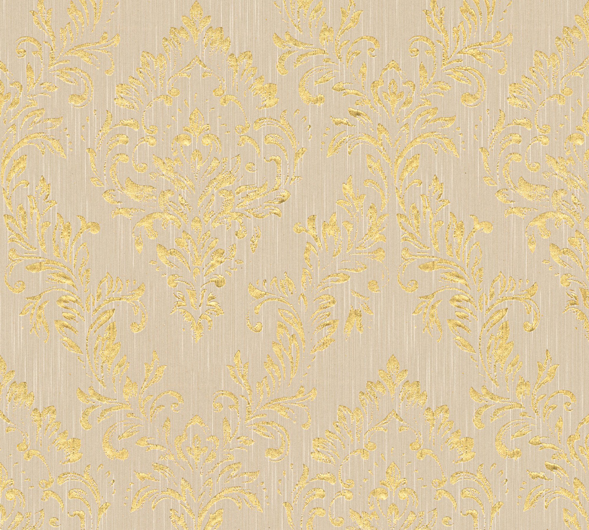 A.S. Création Architects Paper Textiltapete Metallic Silk, samtig, Barock, glänzend, matt, Ornament Tapete Barock gold/hellbeige