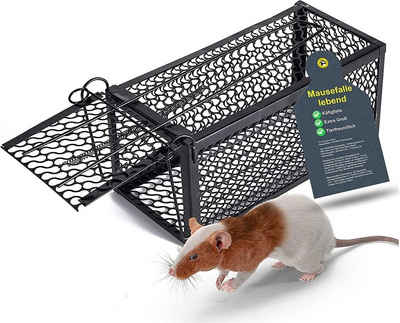 Fallax® Lebendfalle 1x Mausefalle Rattenfalle lebend - 25 cm Käfigfalle wiederverwendbar, Lebend und wiederverwendbar