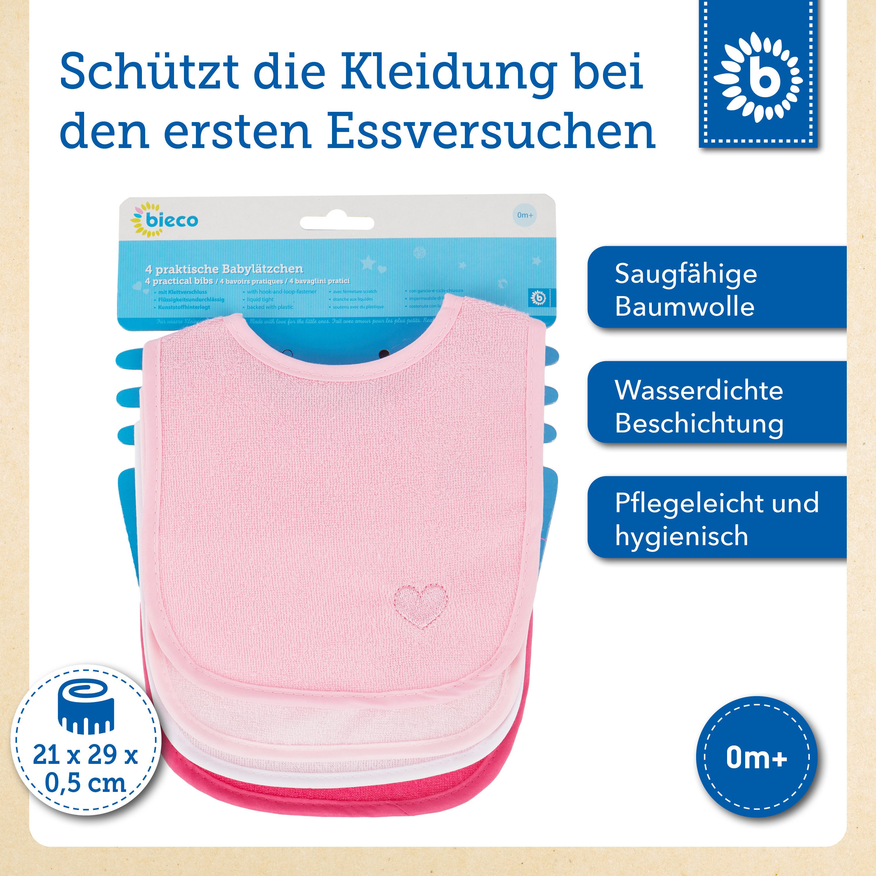 BIECO Lätzchen Bieco Baby Lätzchen 4er Pack abwaschbar Wasserdicht Schlabberlatz