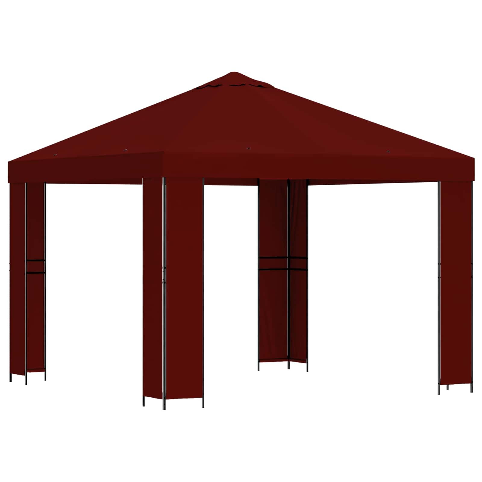 vidaXL Partyzelt Pavillon 3 x 3 m Bordeauxrot Polyester und Stahl 190 gsm