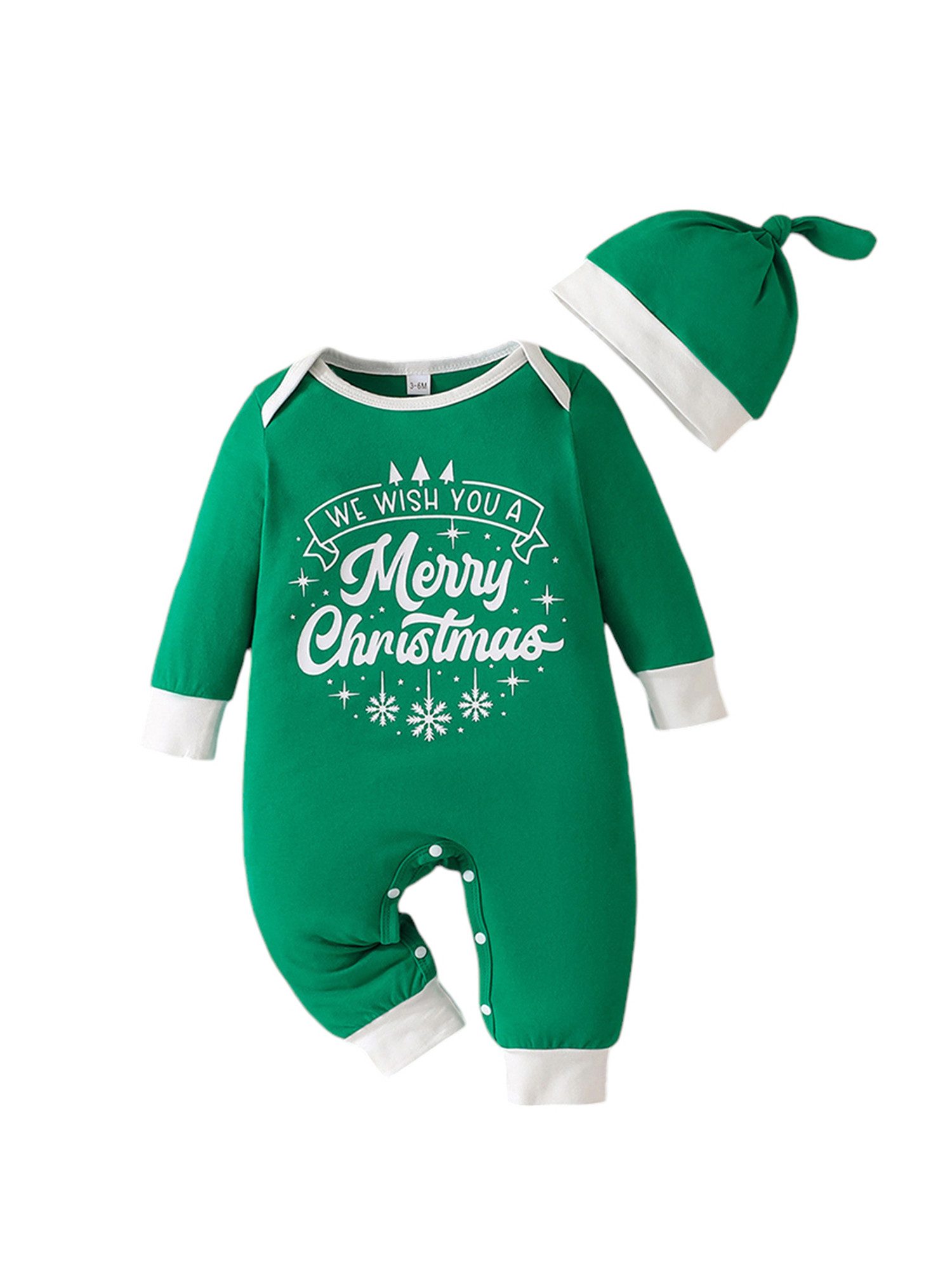 Lapastyle Strampler Neugeborenenkleidung, Baby-Strampelanzüge mit Aufdruck, Weihnachtssets (Set, 2-tlg) Unisex-Baby-Set, Langarm-Overall und Mütze